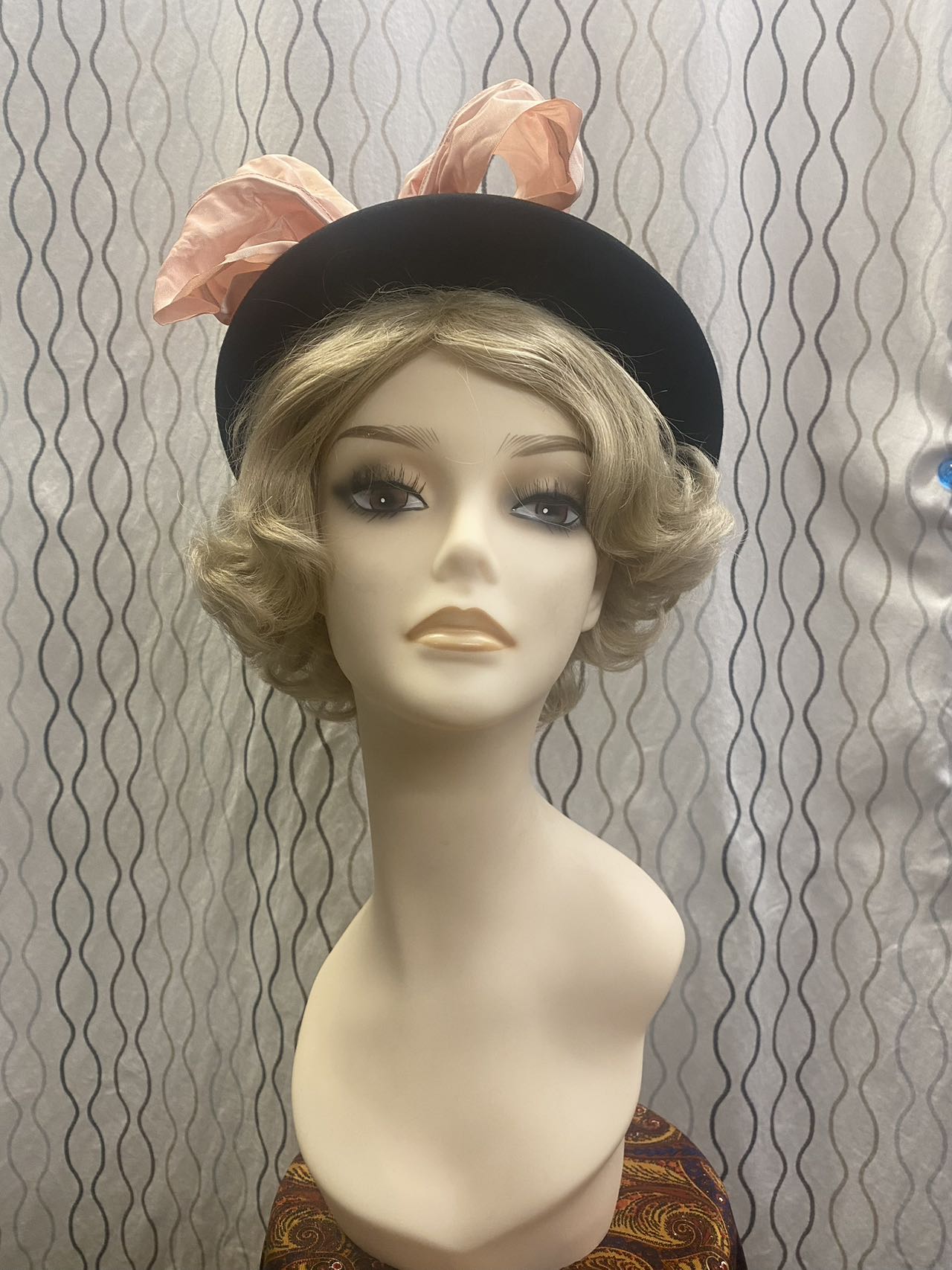 Black Wool bowler fedora Tilt look 1930-40's hat