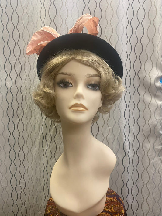 Black Wool bowler fedora Tilt look 1930-40's hat