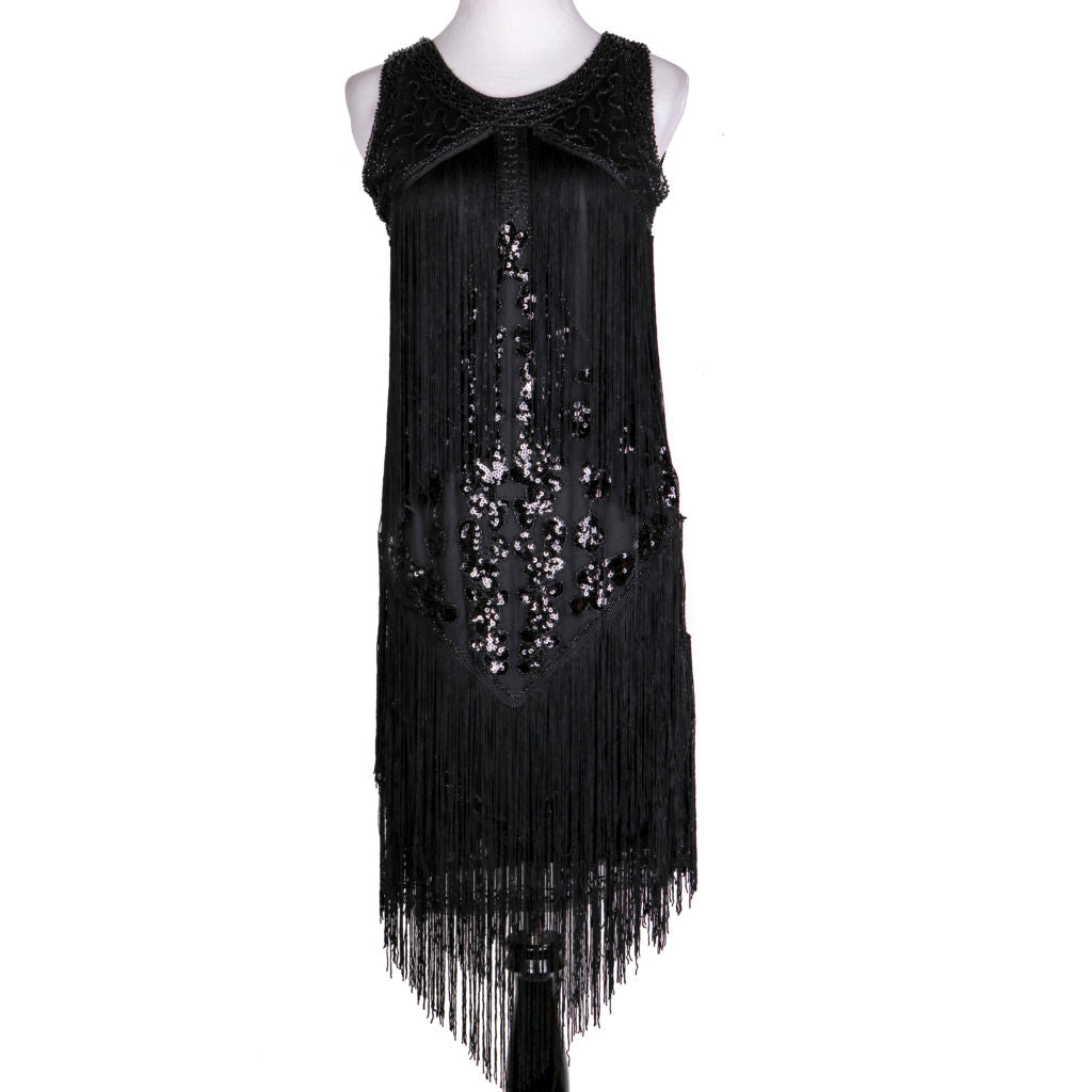 1920's Beaded Fringe Gatsby Art Deco Flapper Dress