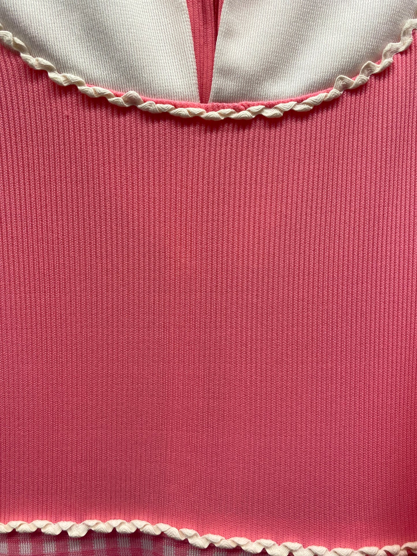 60's 70's Pink Gingham White Dagger Collar Dress