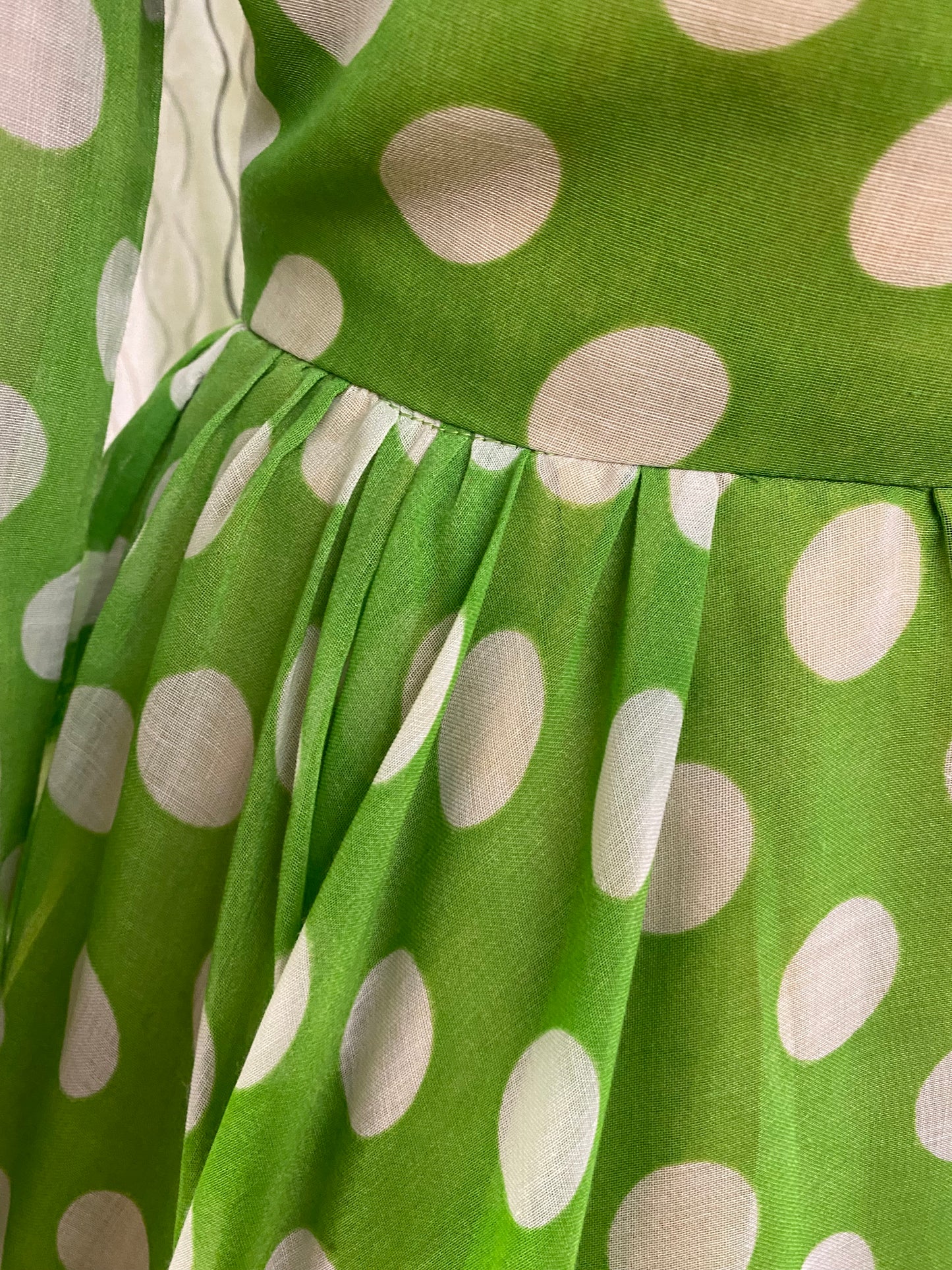 Green and white Polka Dot Voile Fit and Flare Full Circle Swing Party Dress
