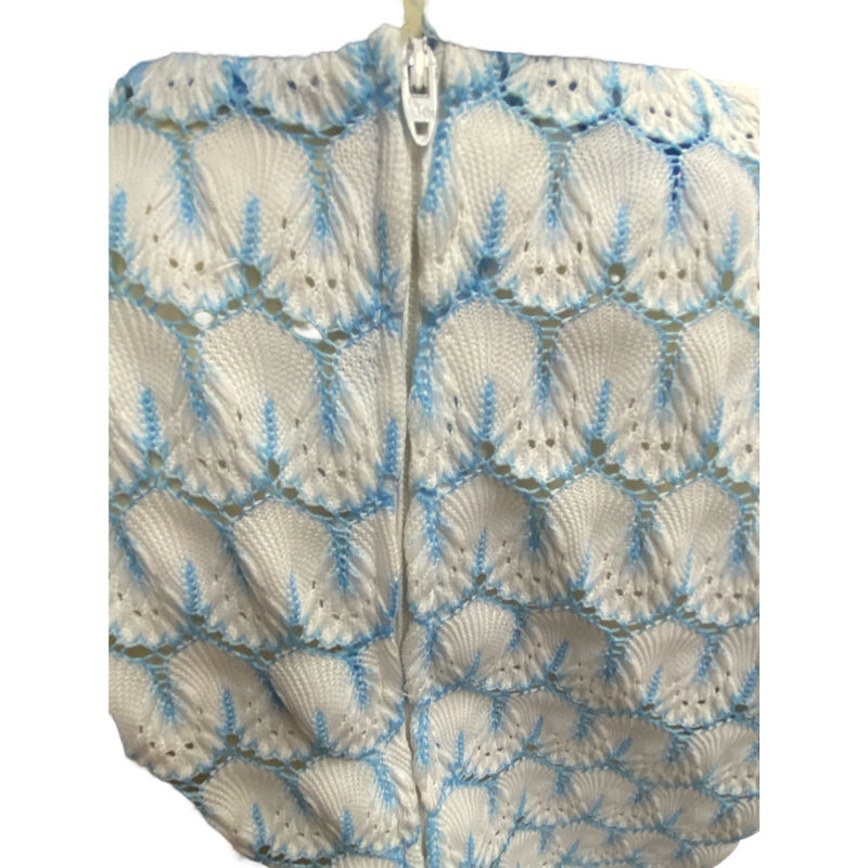 60's Blue & White Scallop Crochet Sheath Dress