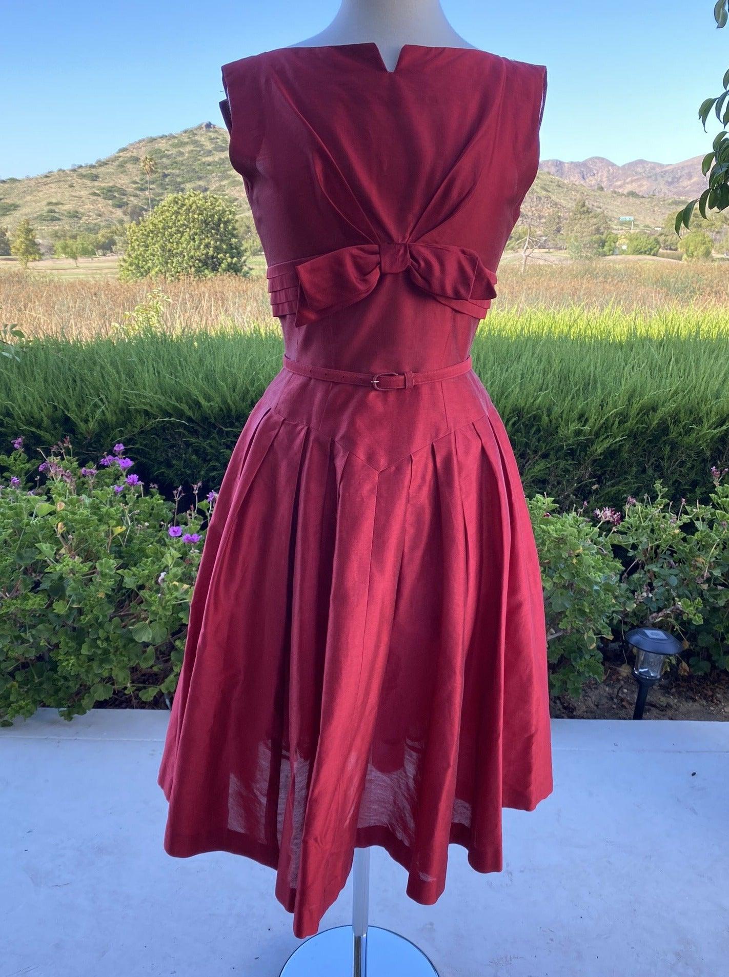 Vintage 1950's Red Prom Party Dress with Bow A Walk Thru Time Vintage Vintage 1950's Red Prom Party Dress with Bow A Walk Thru Time Vintage