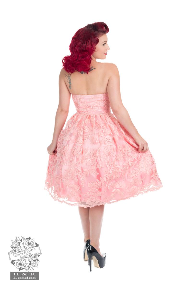 Pink Chantilly Lace Strapless Dress - A Walk Thru Time Vintage