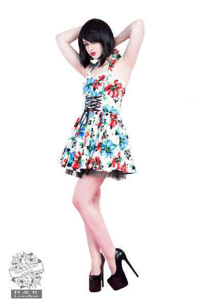 Blue Hardy Geraniums Short Dress - A Walk Thru Time Vintage