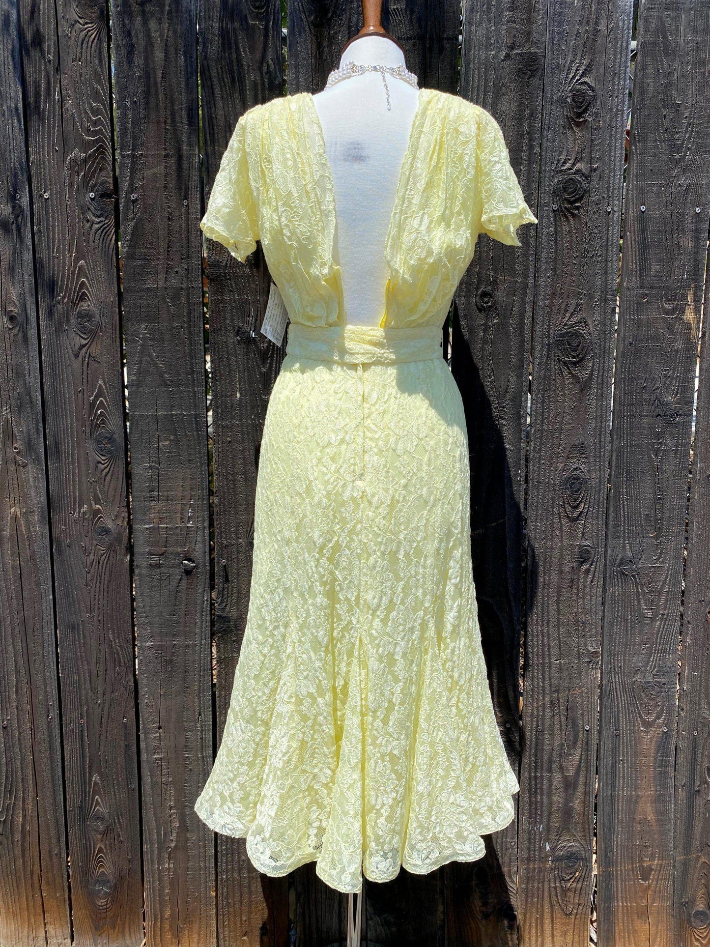 1980's Yellow Lace Swing Dress - A Walk Thru Time Vintage