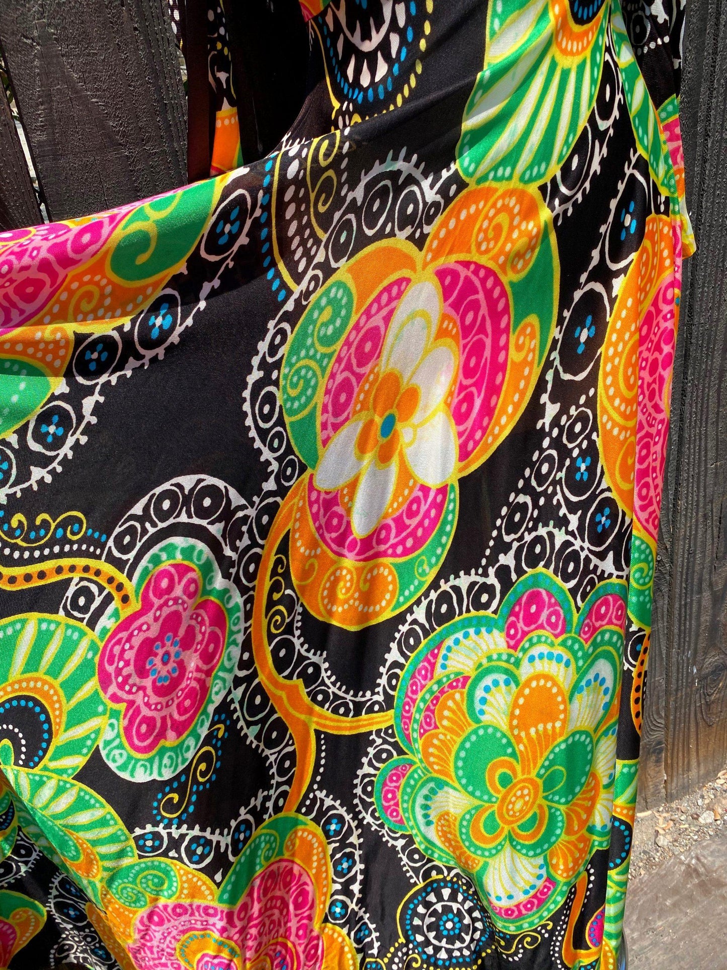 1960's Bohemian Psychedelic Maxi Party Dress - A Walk Thru Time Vintage