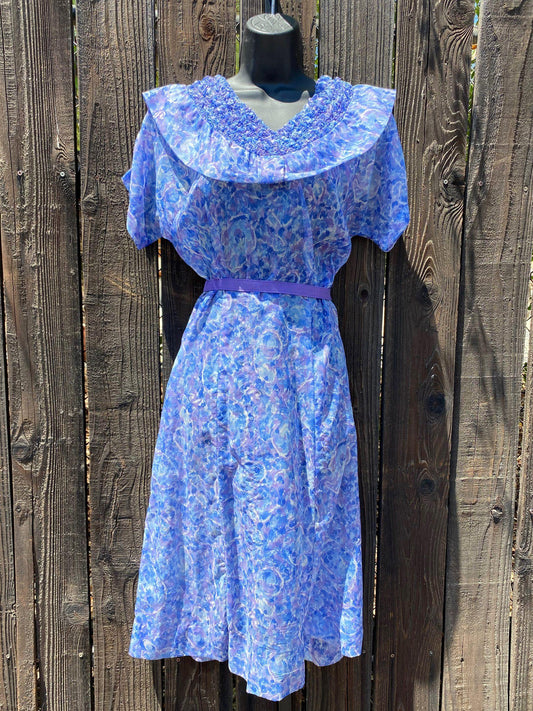 1940's - 50's Lavender Smock Top Dress - A Walk Thru Time Vintage