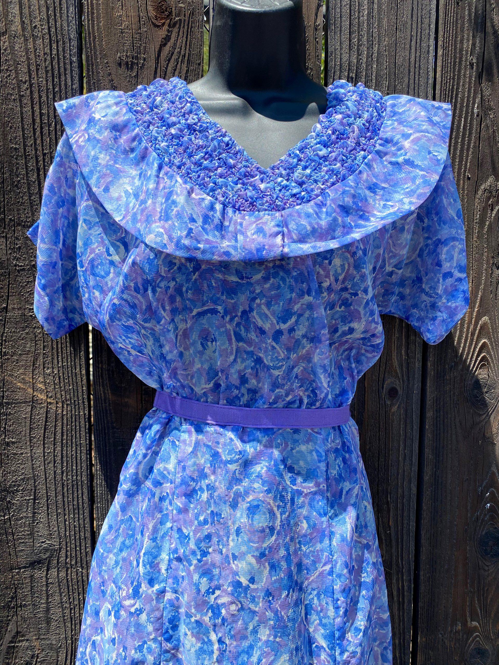 1940's - 50's Lavender Smock Top Dress - A Walk Thru Time Vintage