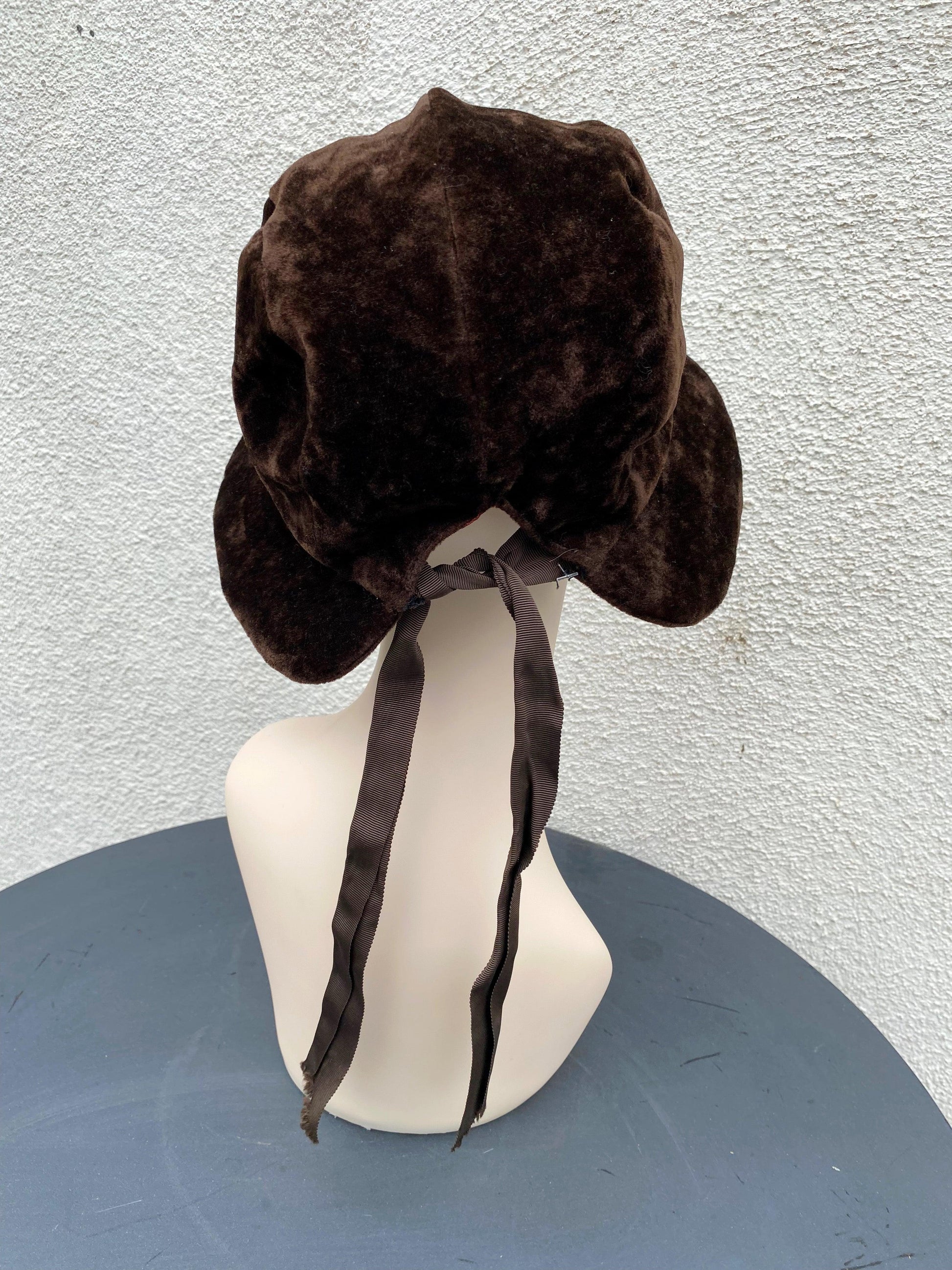 1940's Brown Velvet "Wonderful Life" Hat - A Walk Thru Time Vintage