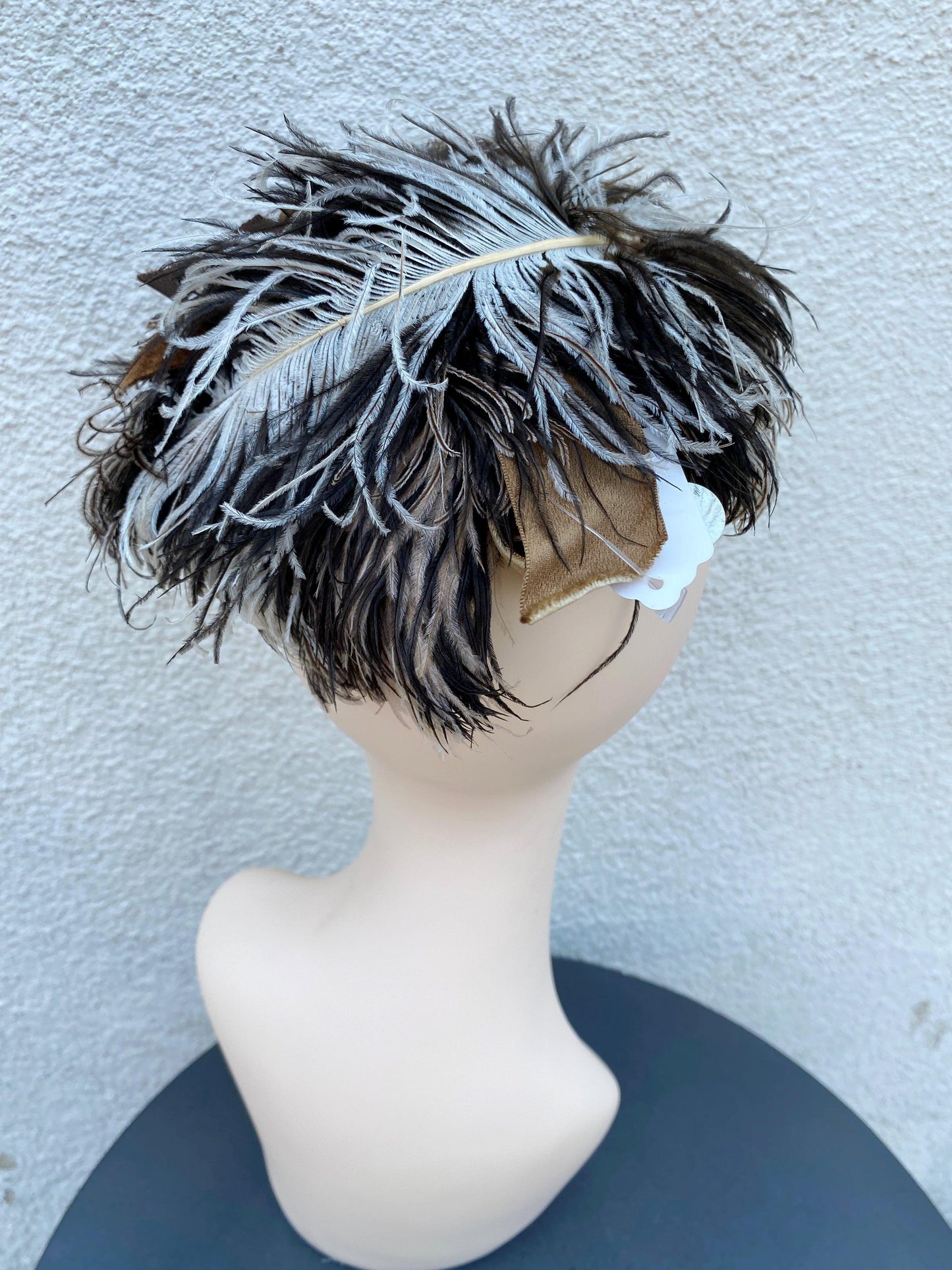 1920's Brown Feathered Facinator Hat - A Walk Thru Time Vintage