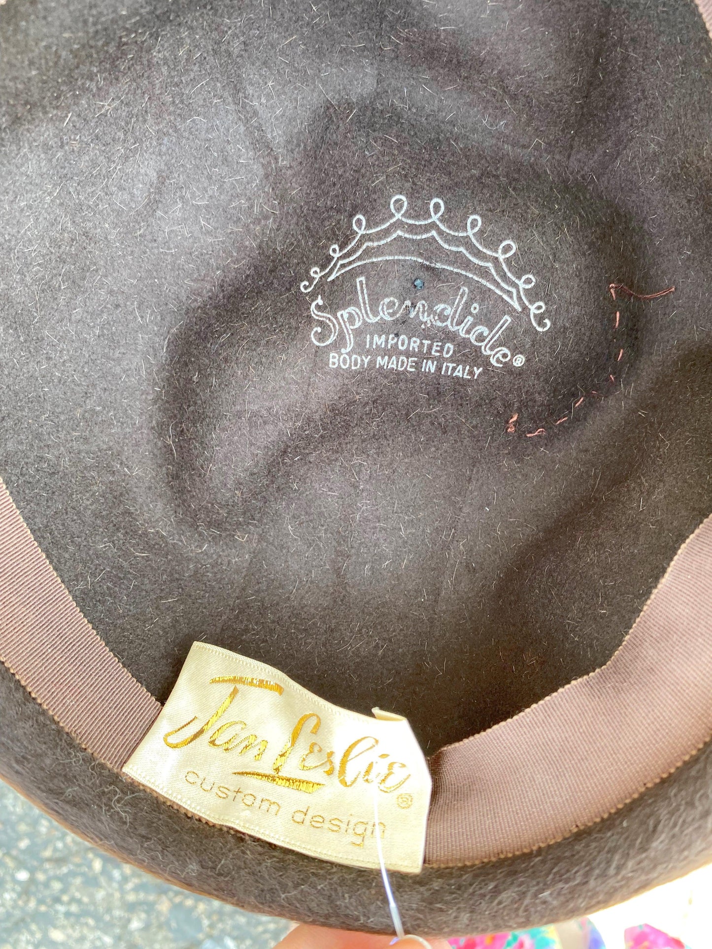 Italian Suede Hat With Beaded Ball Embellishment - A Walk Thru Time Vintage