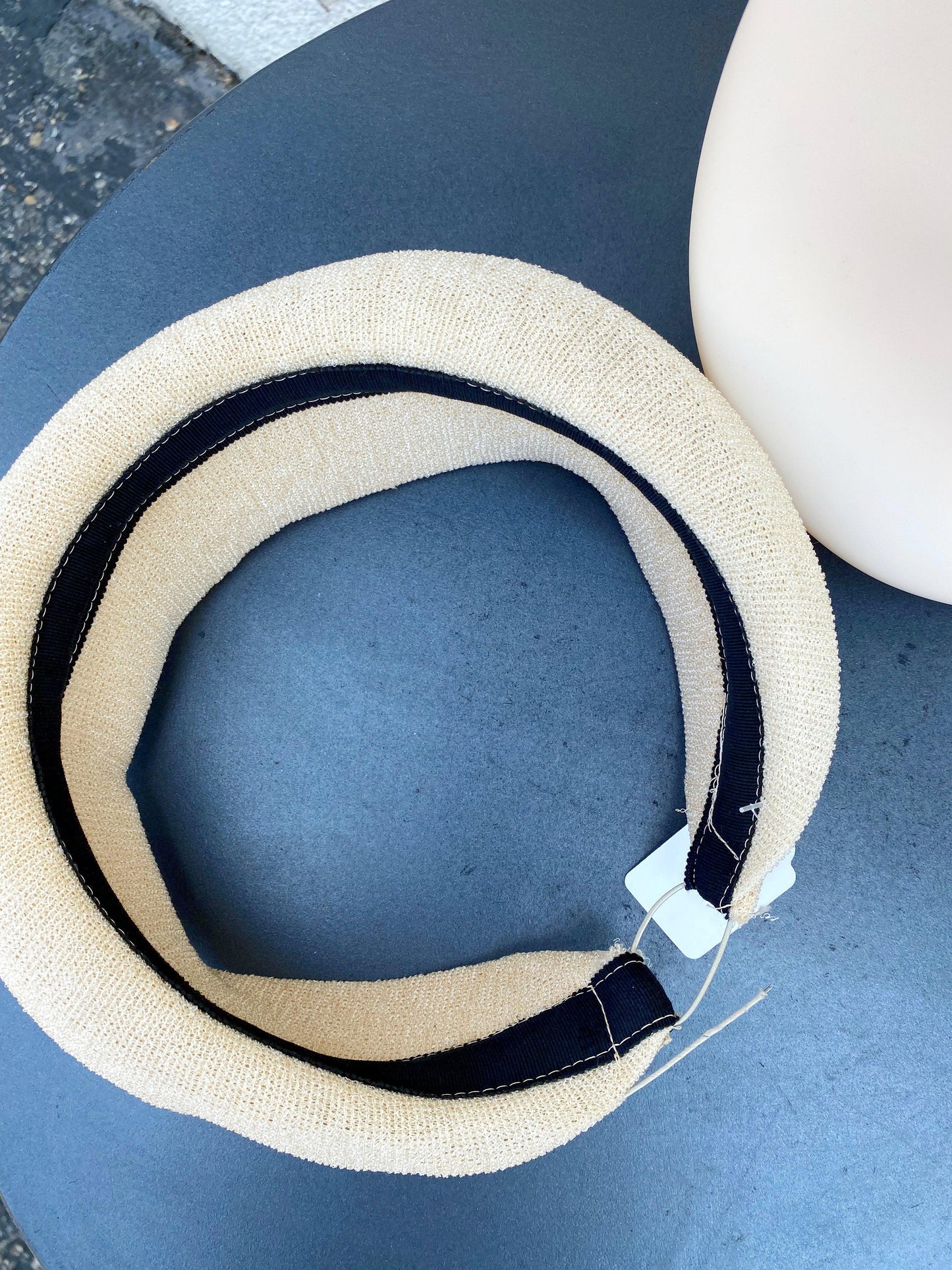 Vintage Cream Visor Hat With Rolled Brim - A Walk Thru Time Vintage