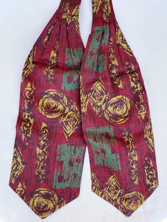 Red with Brown, Green & Gold Vintage Ascot - A Walk Thru Time Vintage