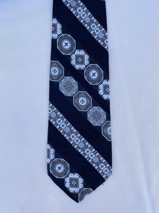 Black & White Striped Tie - A Walk Thru Time Vintage