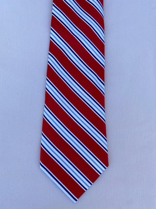 Red & Blue Diagonal Striped Tie - A Walk Thru Time Vintage