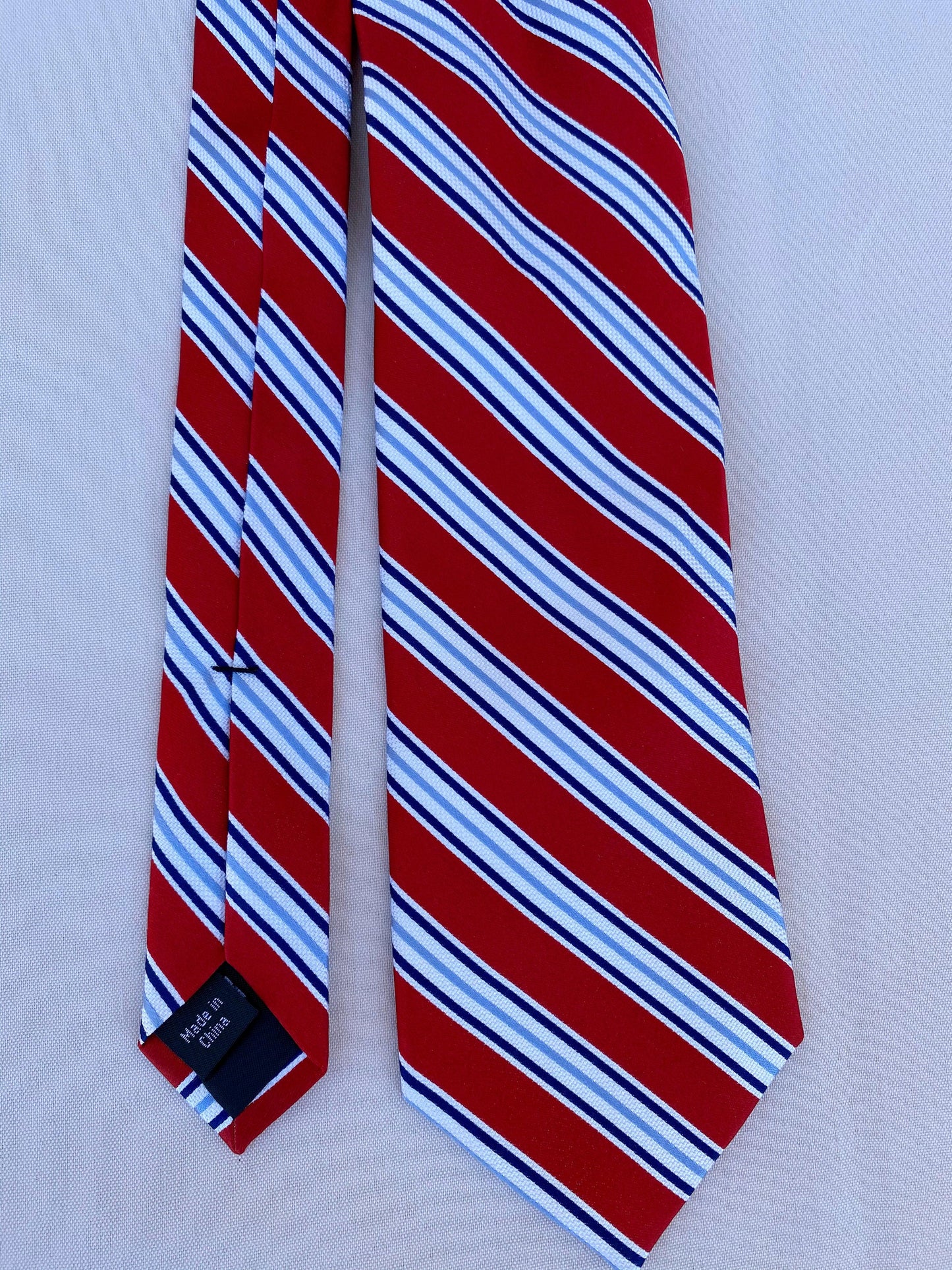 Red & Blue Diagonal Striped Tie - A Walk Thru Time Vintage
