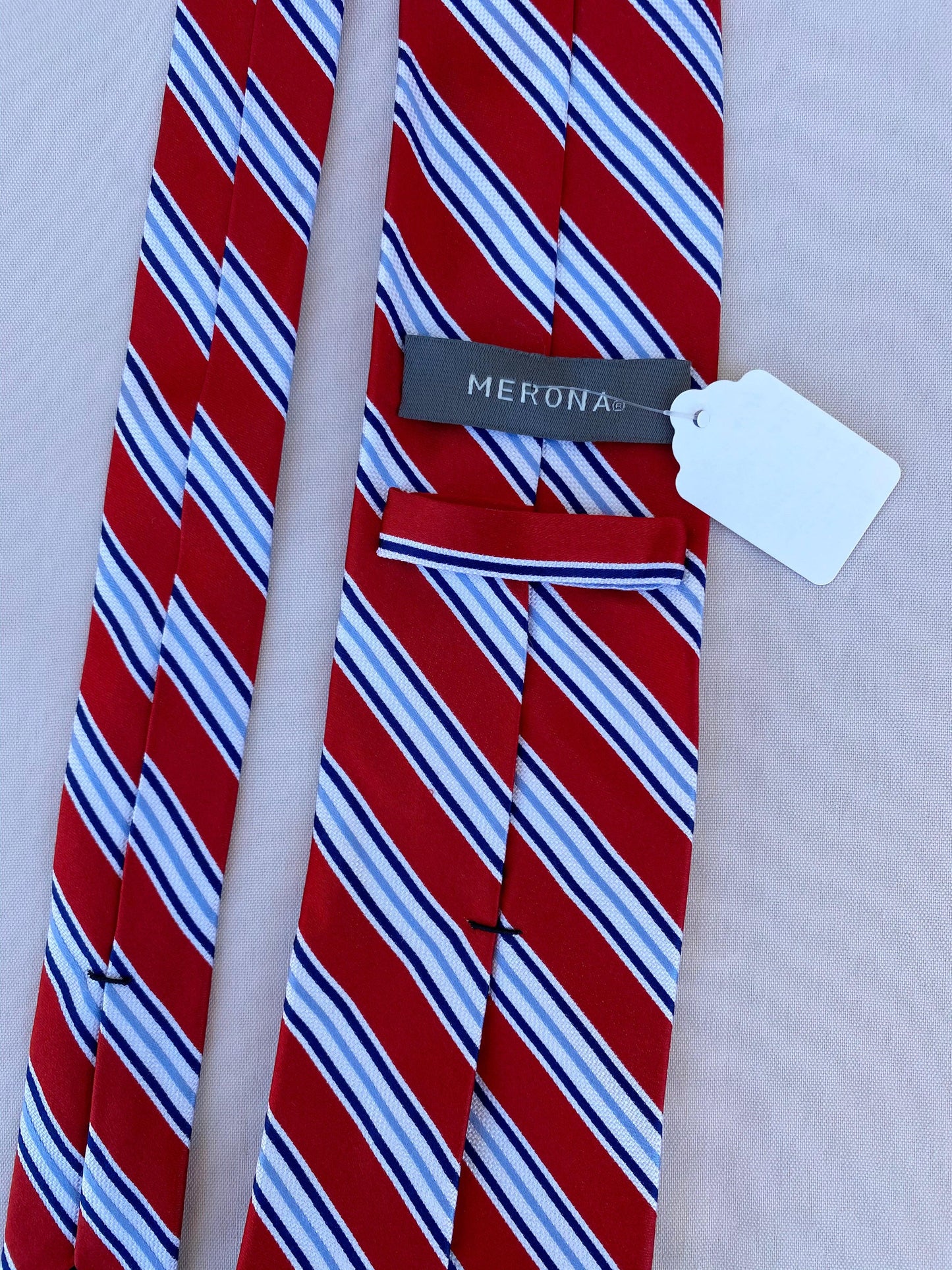 Red & Blue Diagonal Striped Tie - A Walk Thru Time Vintage