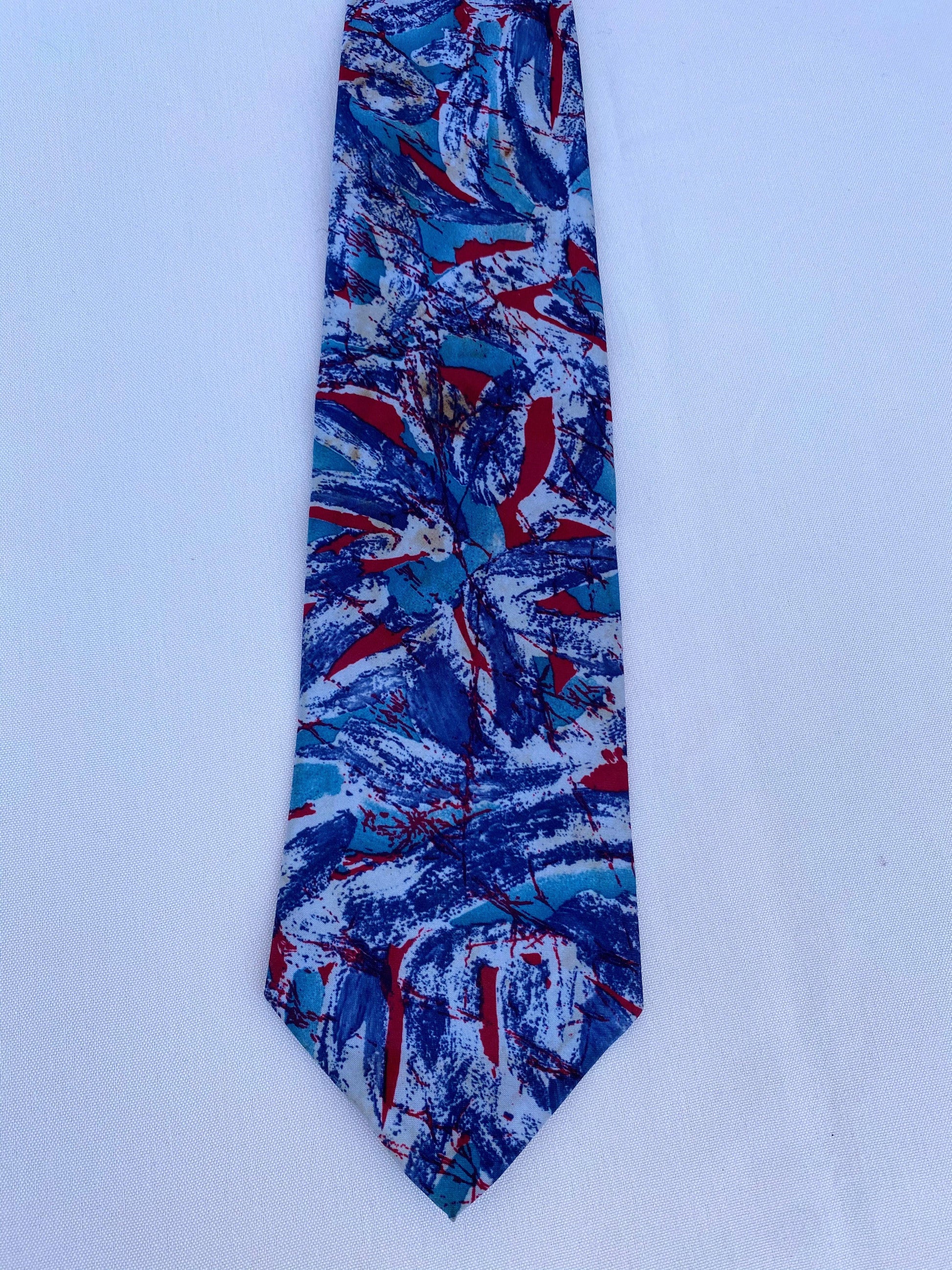 Blue & Red Abstract Tie - A Walk Thru Time Vintage