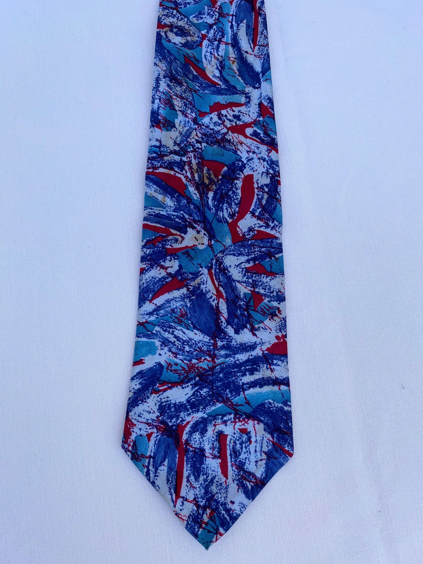 Blue & Red Abstract Tie - A Walk Thru Time Vintage