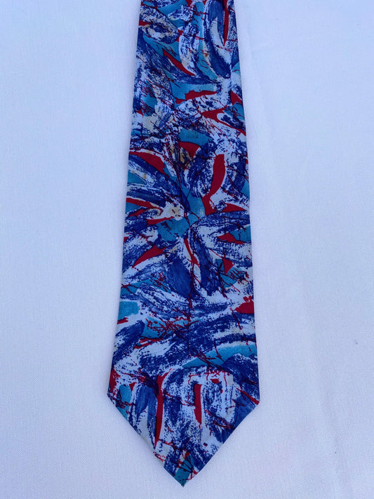 Blue & Red Abstract Tie - A Walk Thru Time Vintage