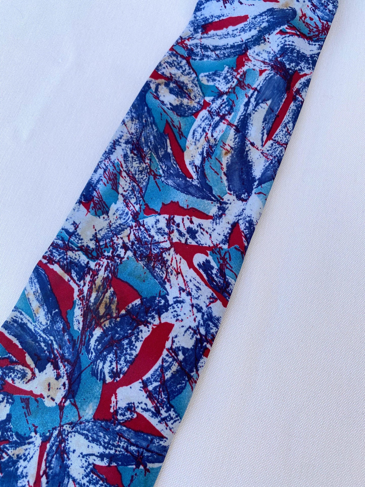 Blue & Red Abstract Tie - A Walk Thru Time Vintage