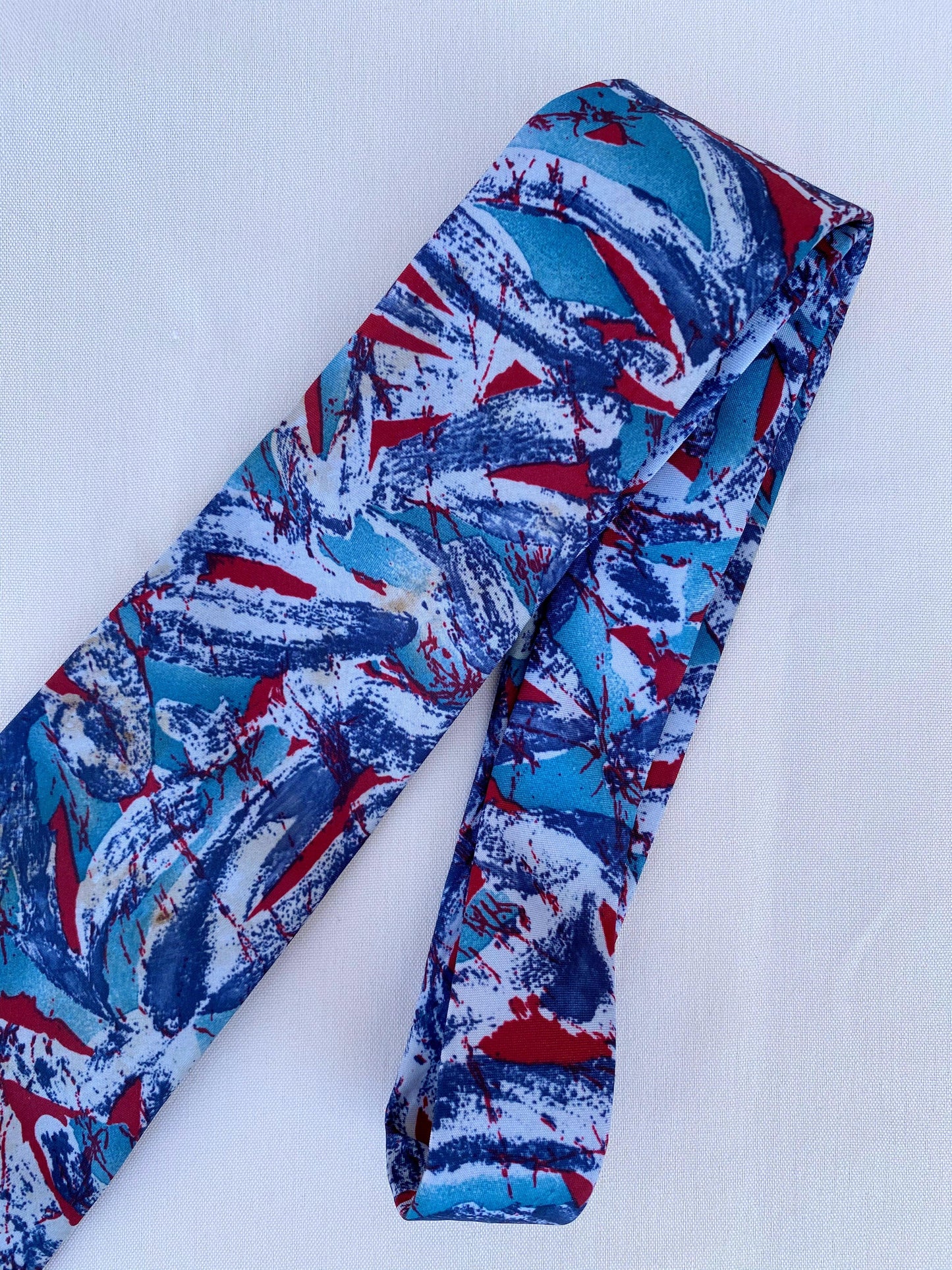 Blue & Red Abstract Tie - A Walk Thru Time Vintage
