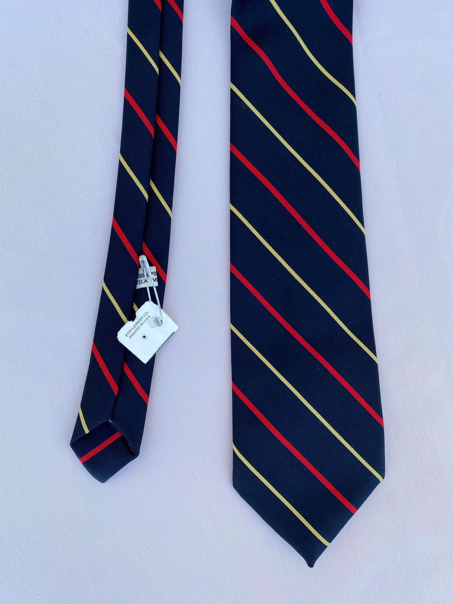 Navy Blue Horizontal Striped Tie - A Walk Thru Time Vintage