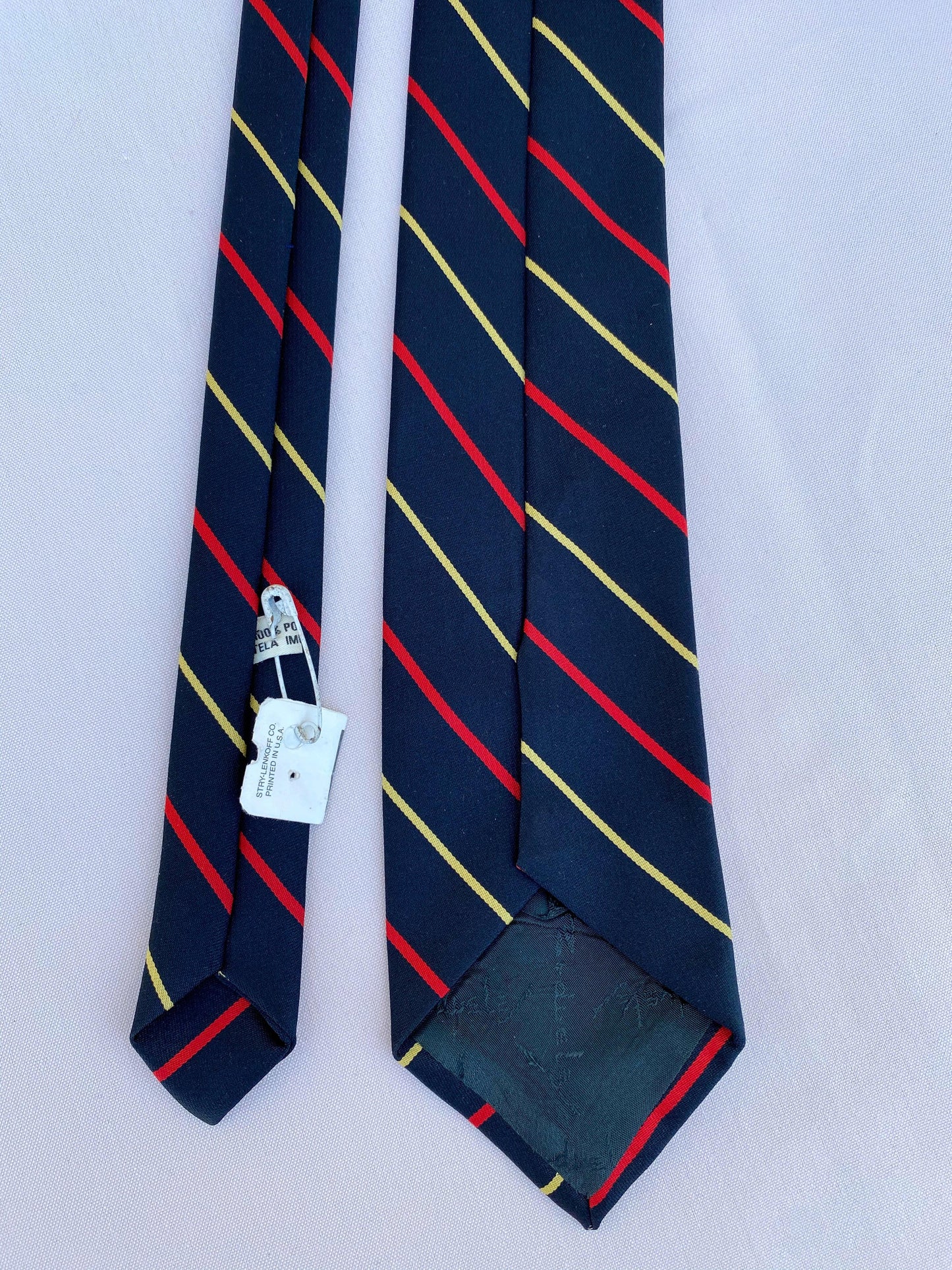 Navy Blue Horizontal Striped Tie - A Walk Thru Time Vintage
