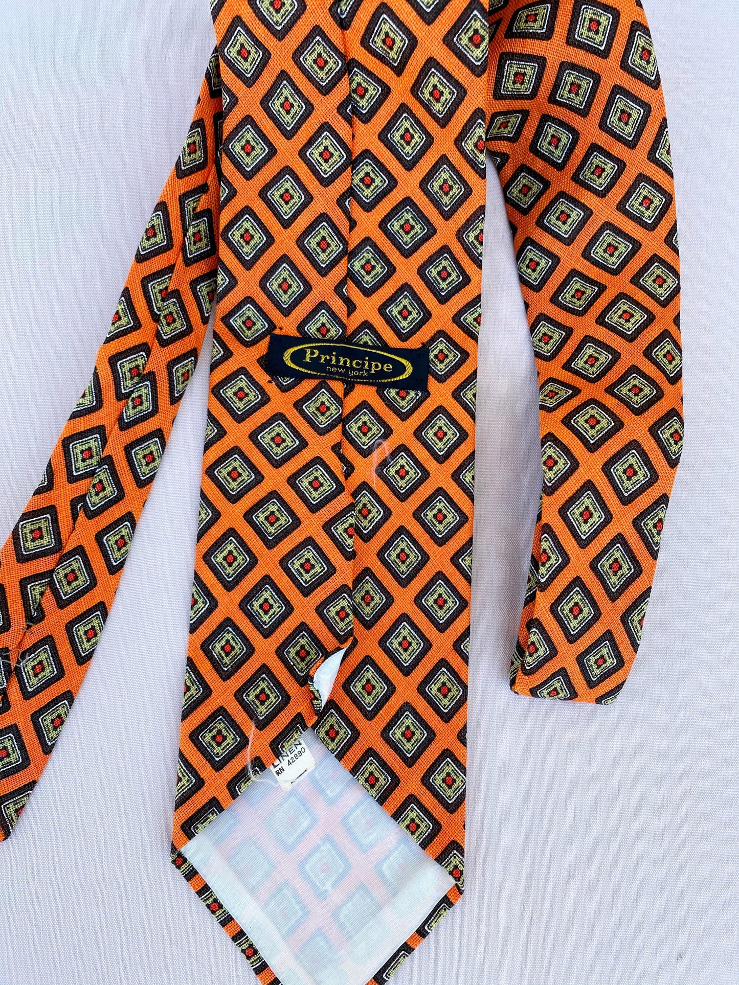 Orange Diamond Tie - A Walk Thru Time Vintage