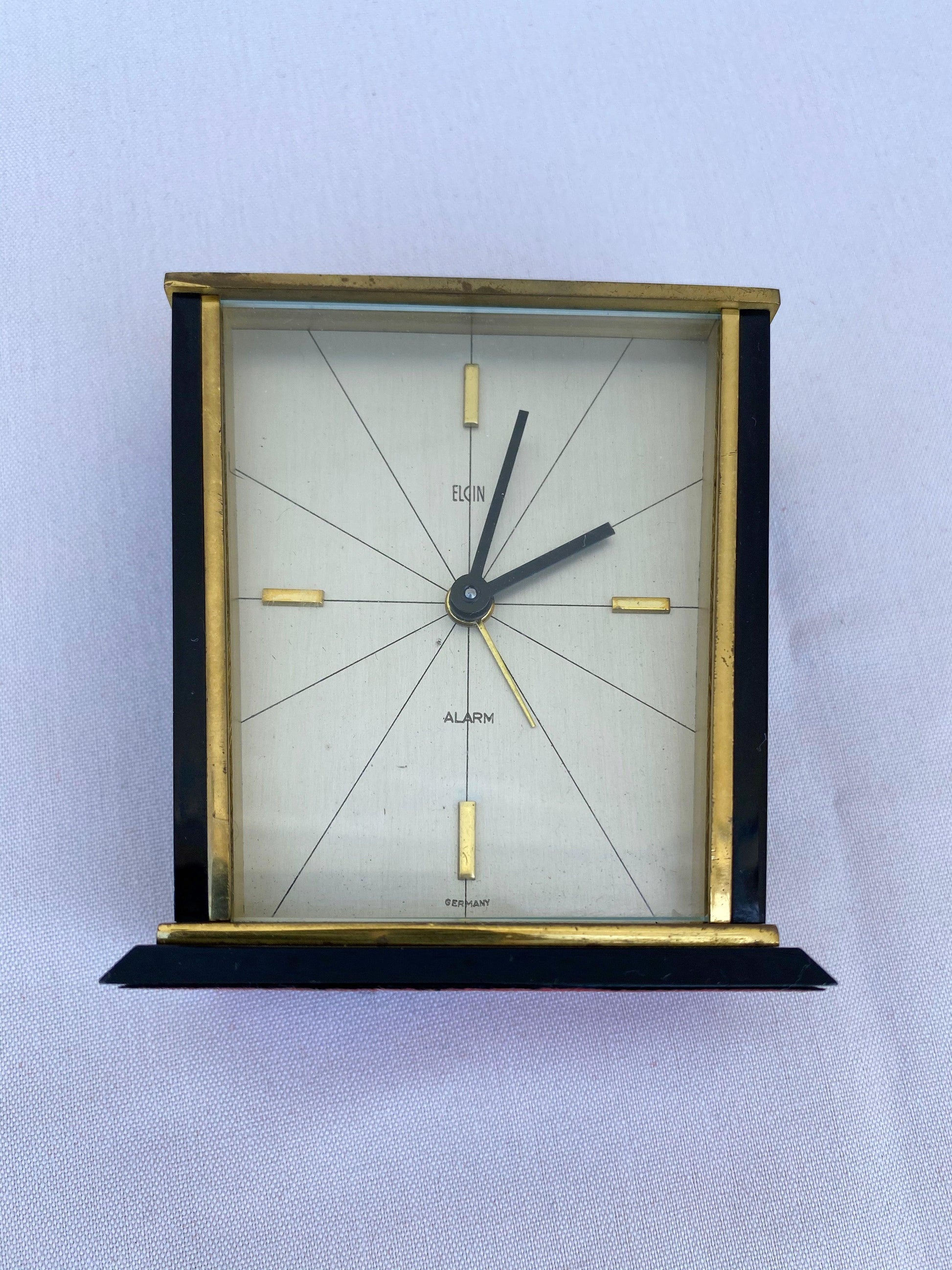 1950's Lucite Elgin German Clock Desk Alarm Carriage Bradley Time - A Walk Thru Time Vintage