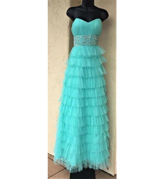 Aqua Vintage Tulle Strapless Layered Beaded Prom Party Evening Dress A Walk Thru Time Vintage Aqua Vintage Tulle Strapless Layered Beaded Prom Party Evening Dress A Walk Thru Time Vintage