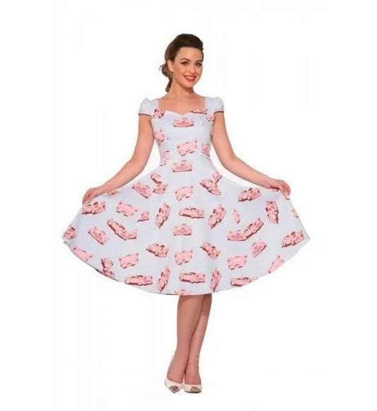 Light Blue & Pink Car Hop Swing Dress - A Walk Thru Time Vintage