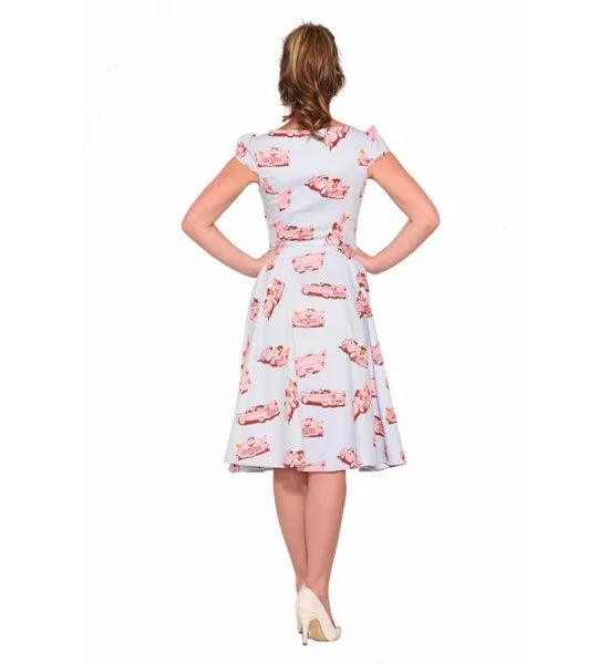 Light Blue & Pink Car Hop Swing Dress - A Walk Thru Time Vintage