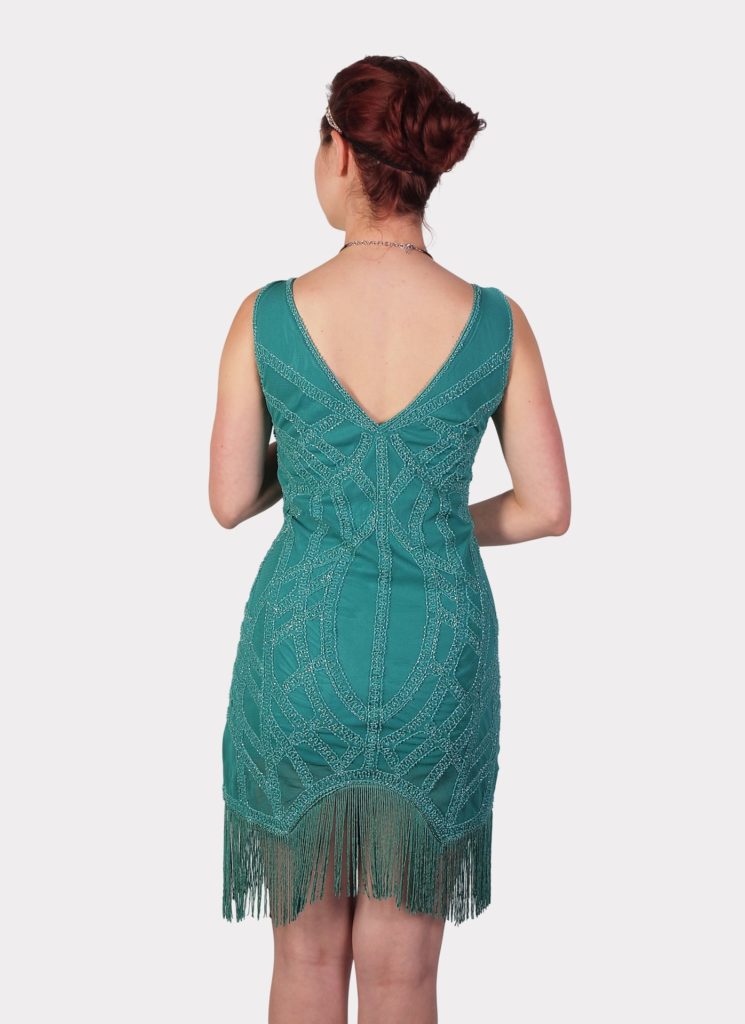 1920's Green Gatsby Beaded Fringed Sequin Dress