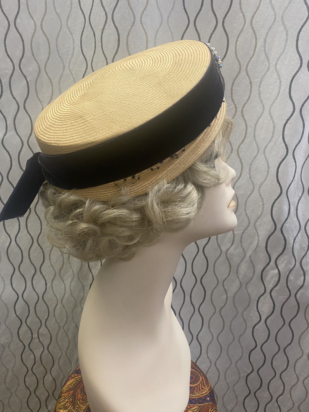 1950-1960 Straw Pillbox Hat