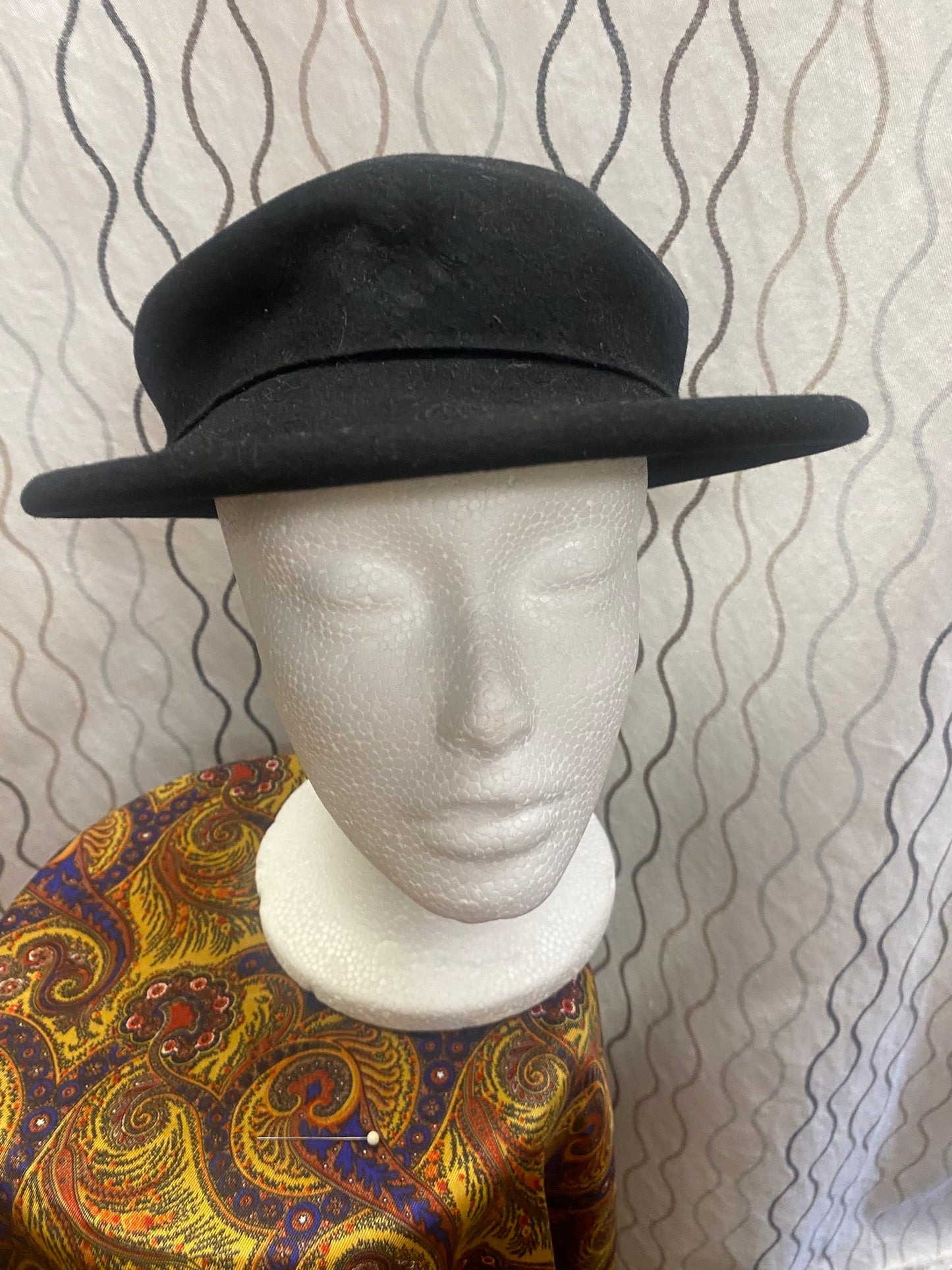 Black Wool bowler fedora look 1930-40's hat