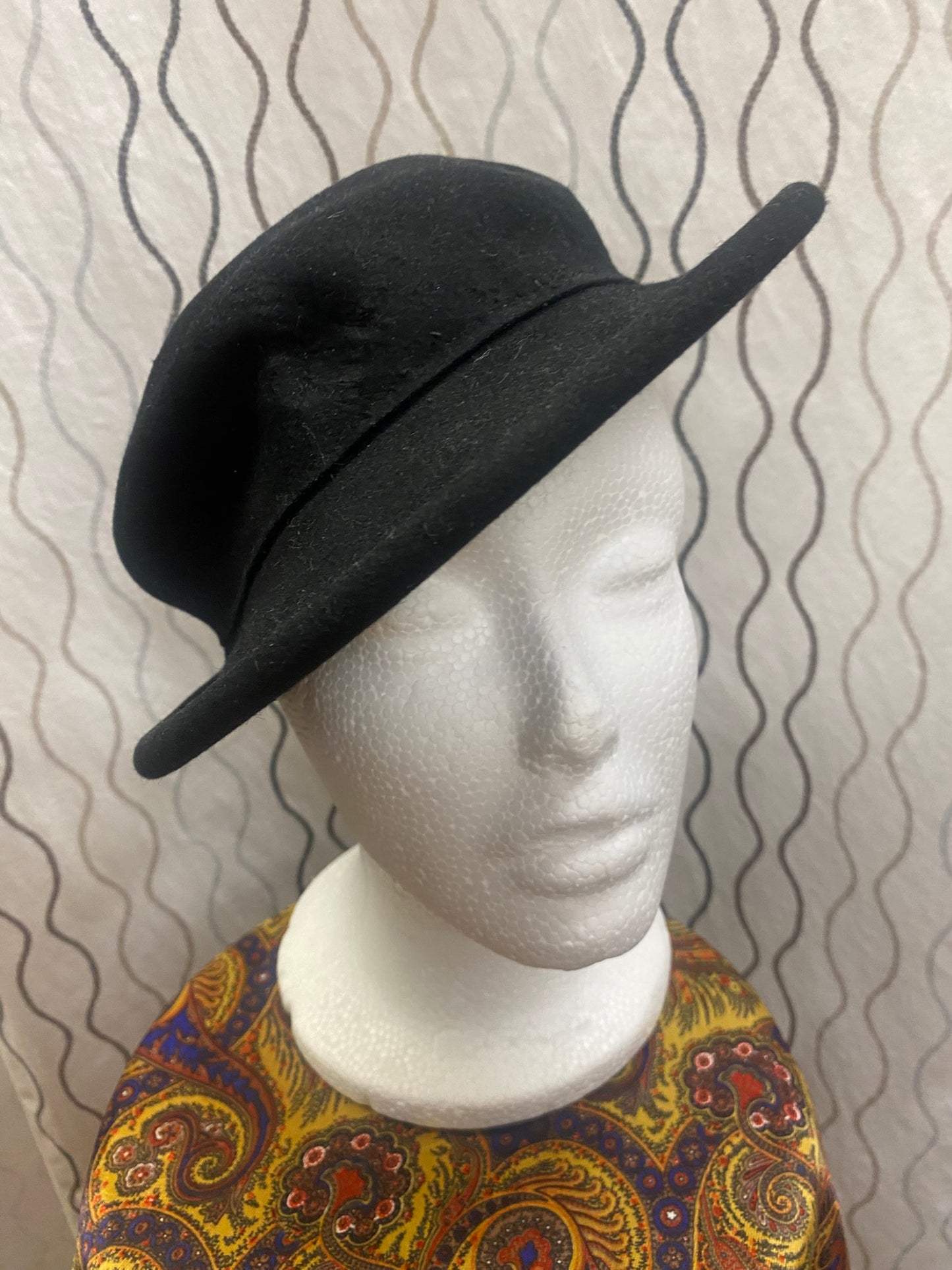 Black Wool bowler fedora look 1930-40's hat