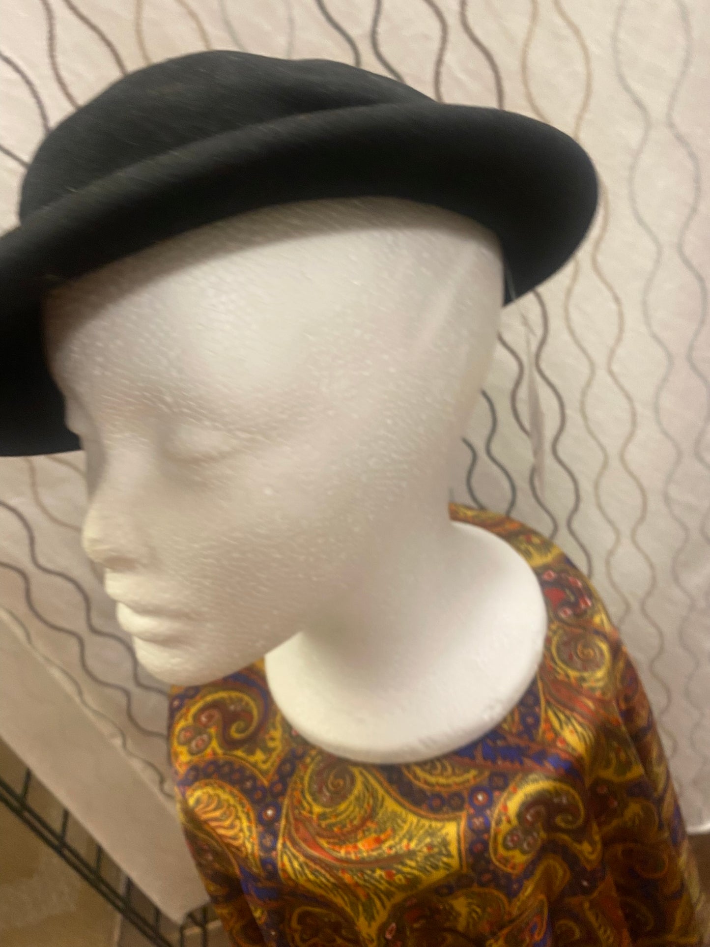 Black Wool bowler fedora look 1930-40's hat