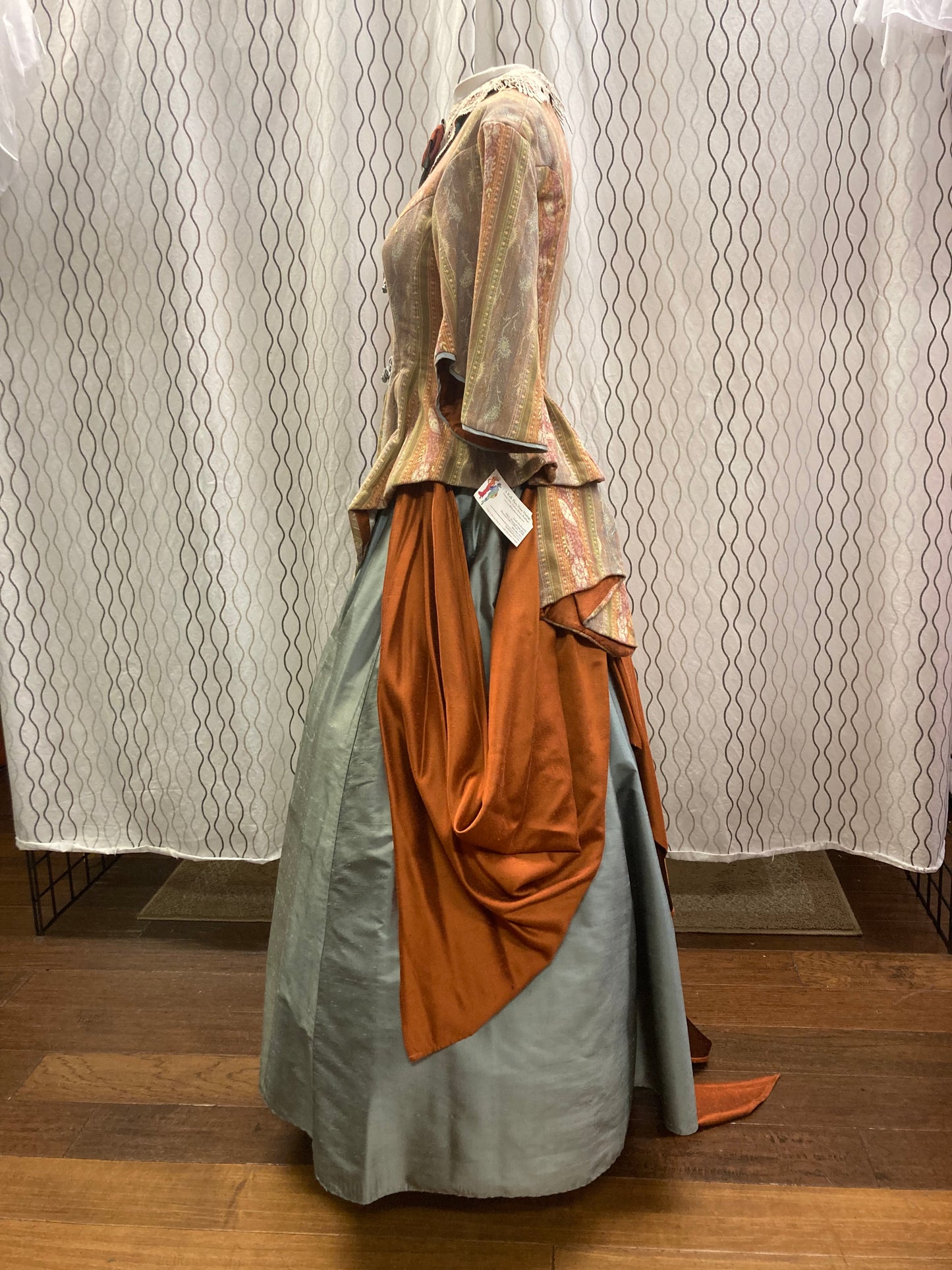 Mint Brocade Victorian Walking Suit with Bustle and Skirt