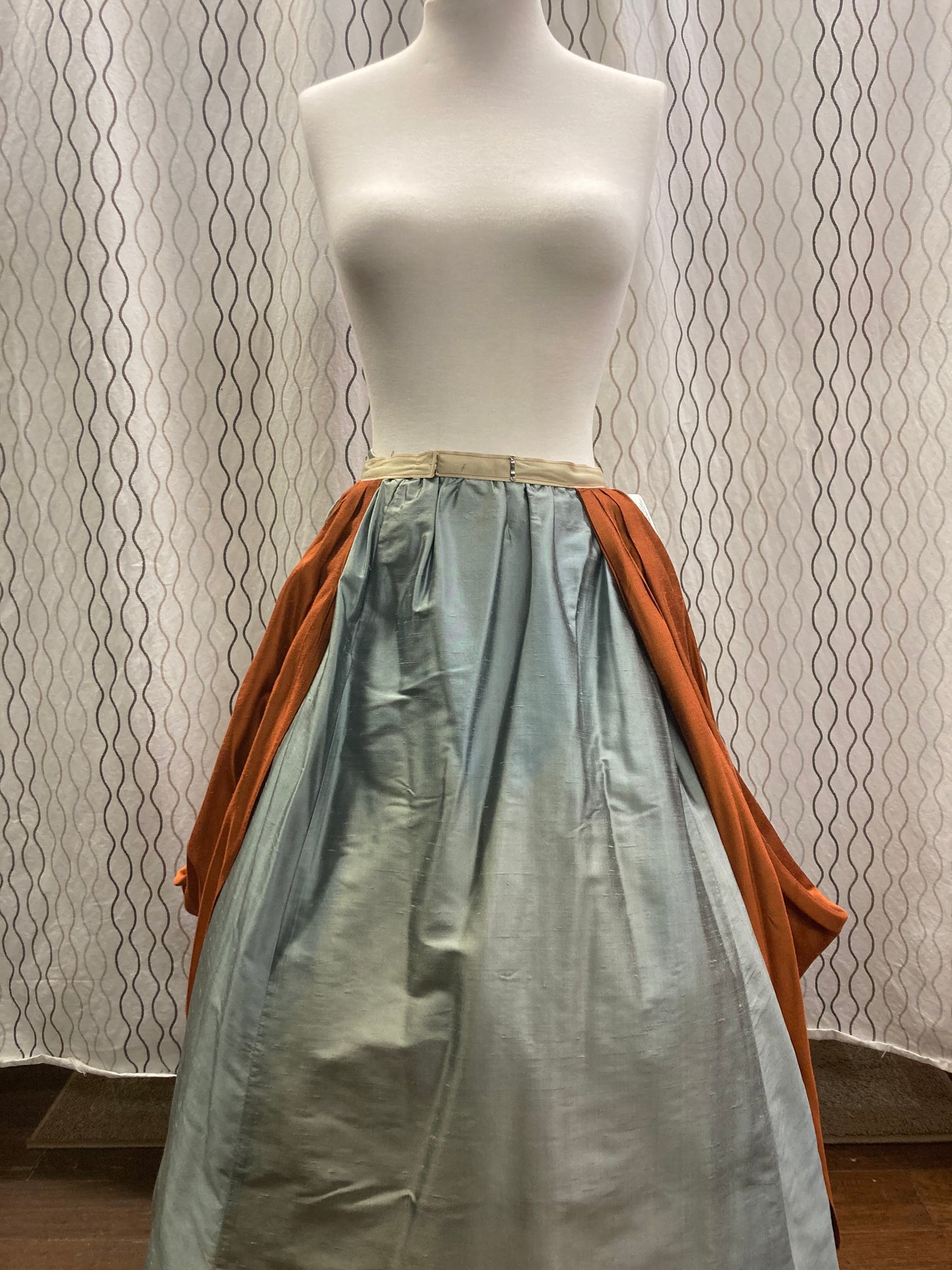 Mint Brocade Victorian Walking Suit with Bustle and Skirt