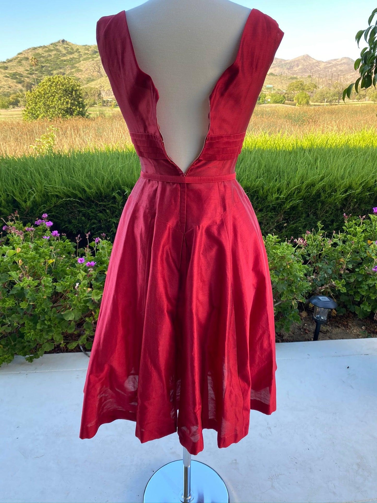 REd vintage prom dress back