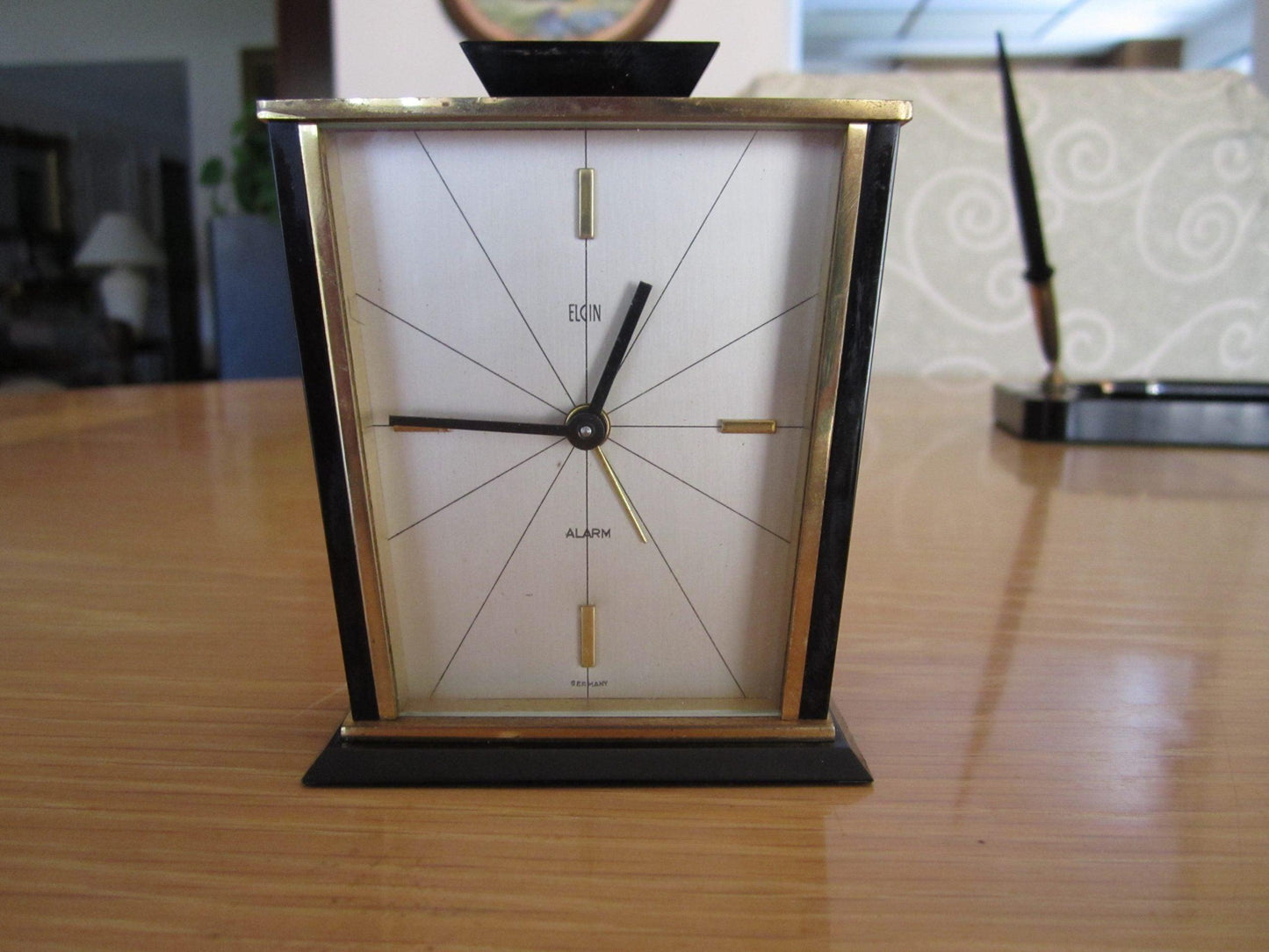 Vintage Lucite Elgin Clock Desk Alarm Carriage Bradley Time- Germany - A Walk Thru Time Vintage