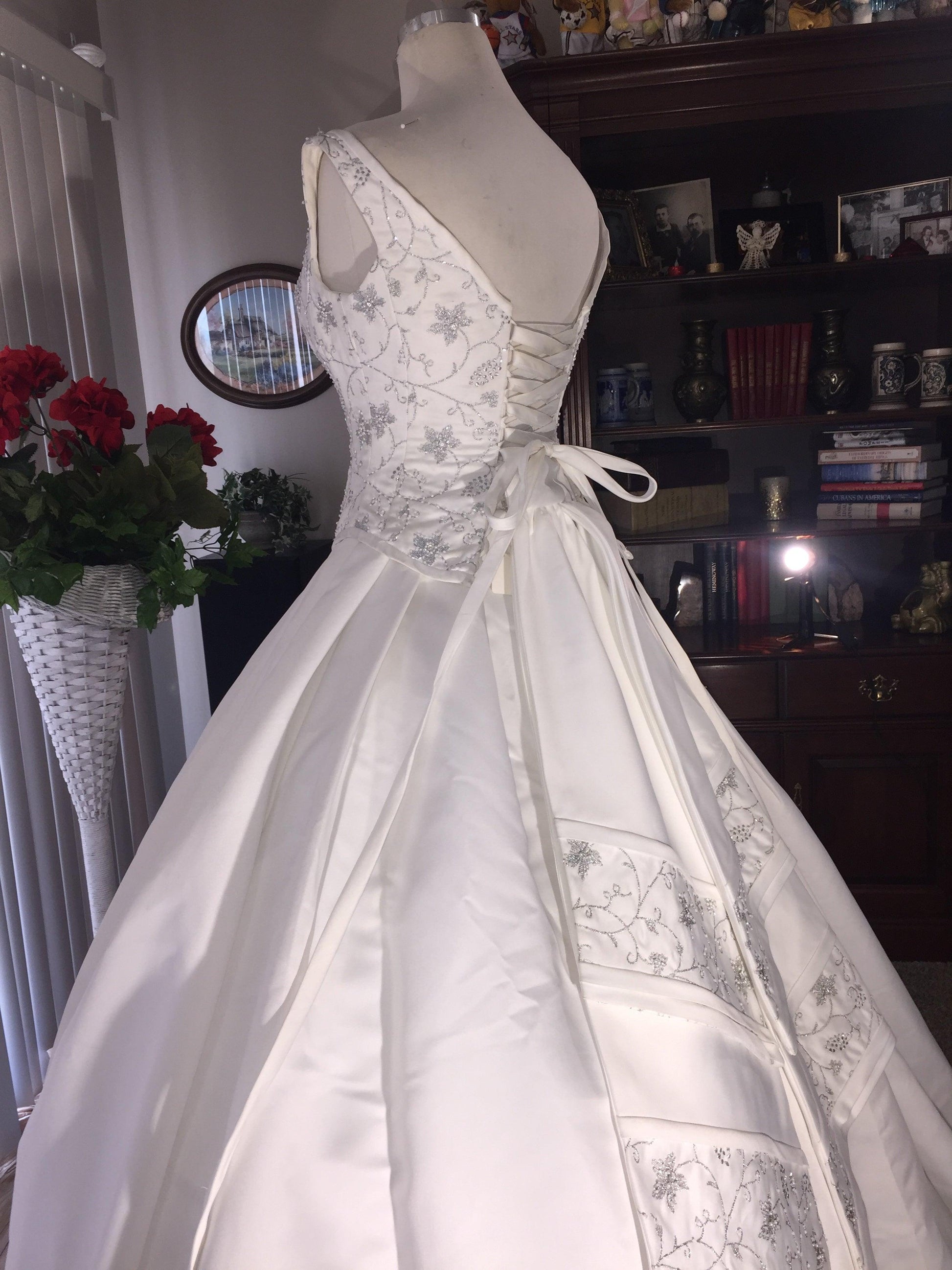 Elizabeth Chevron One of a Kind Wedding Gown - A Walk Thru Time Vintage
