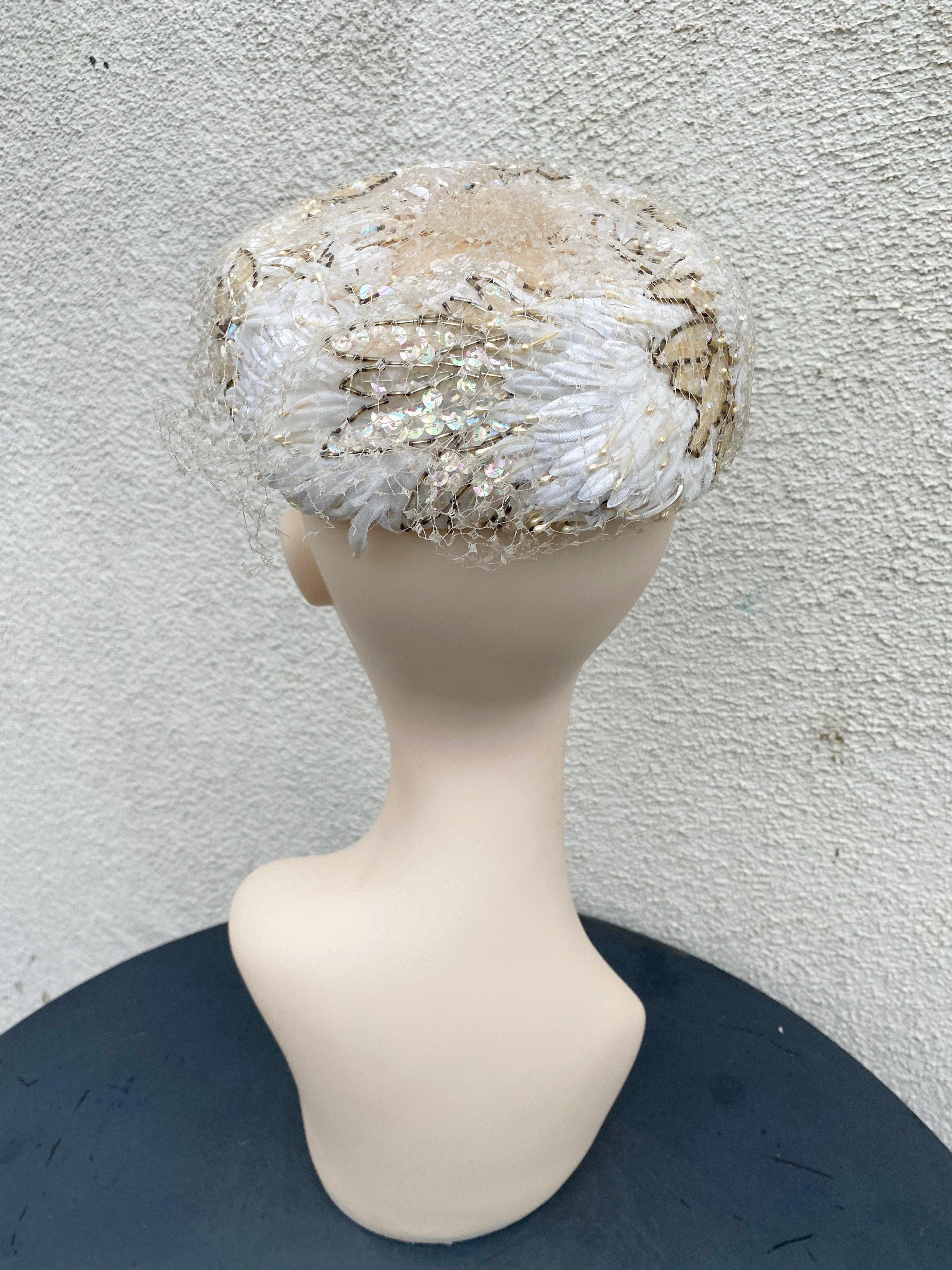 Cream pillbox hat on sale