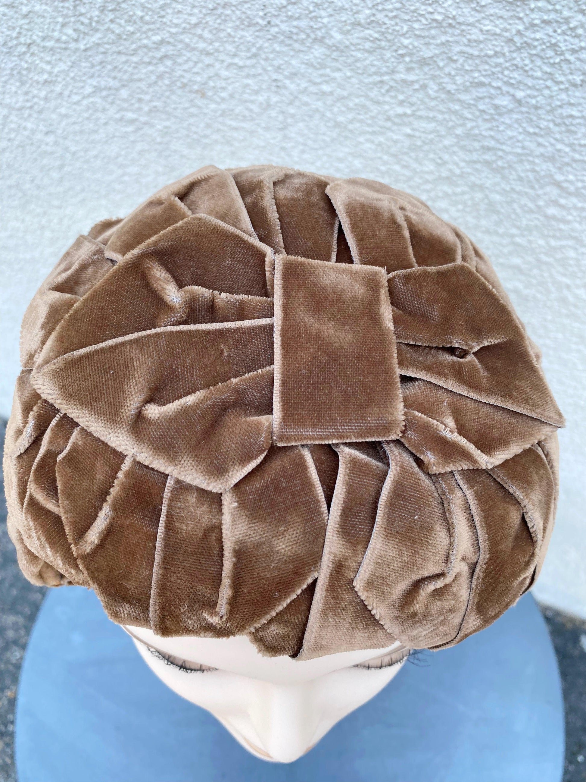 Brown Velvet Petal Hat - A Walk Thru Time Vintage
