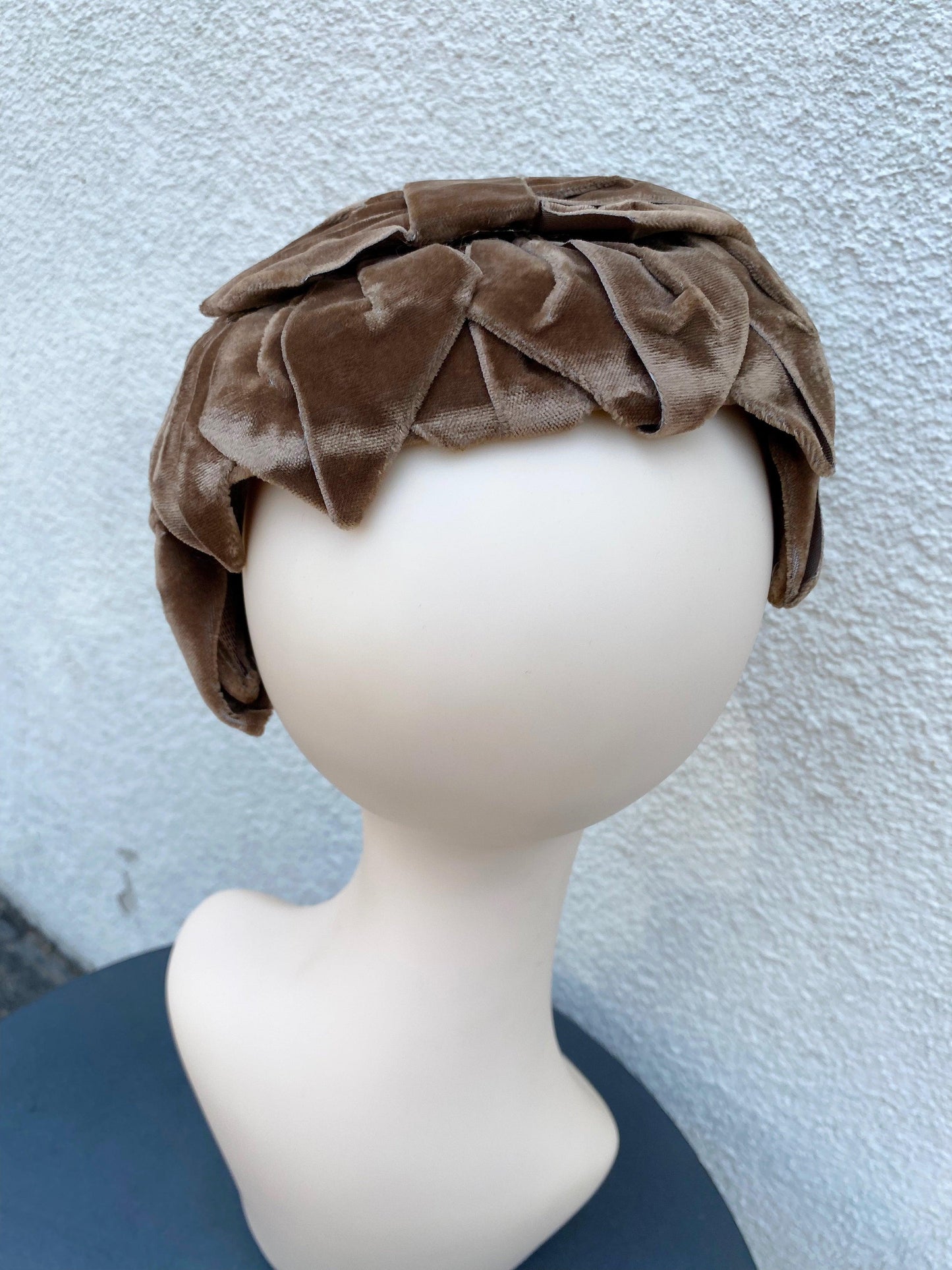 Brown Velvet Petal Hat - A Walk Thru Time Vintage