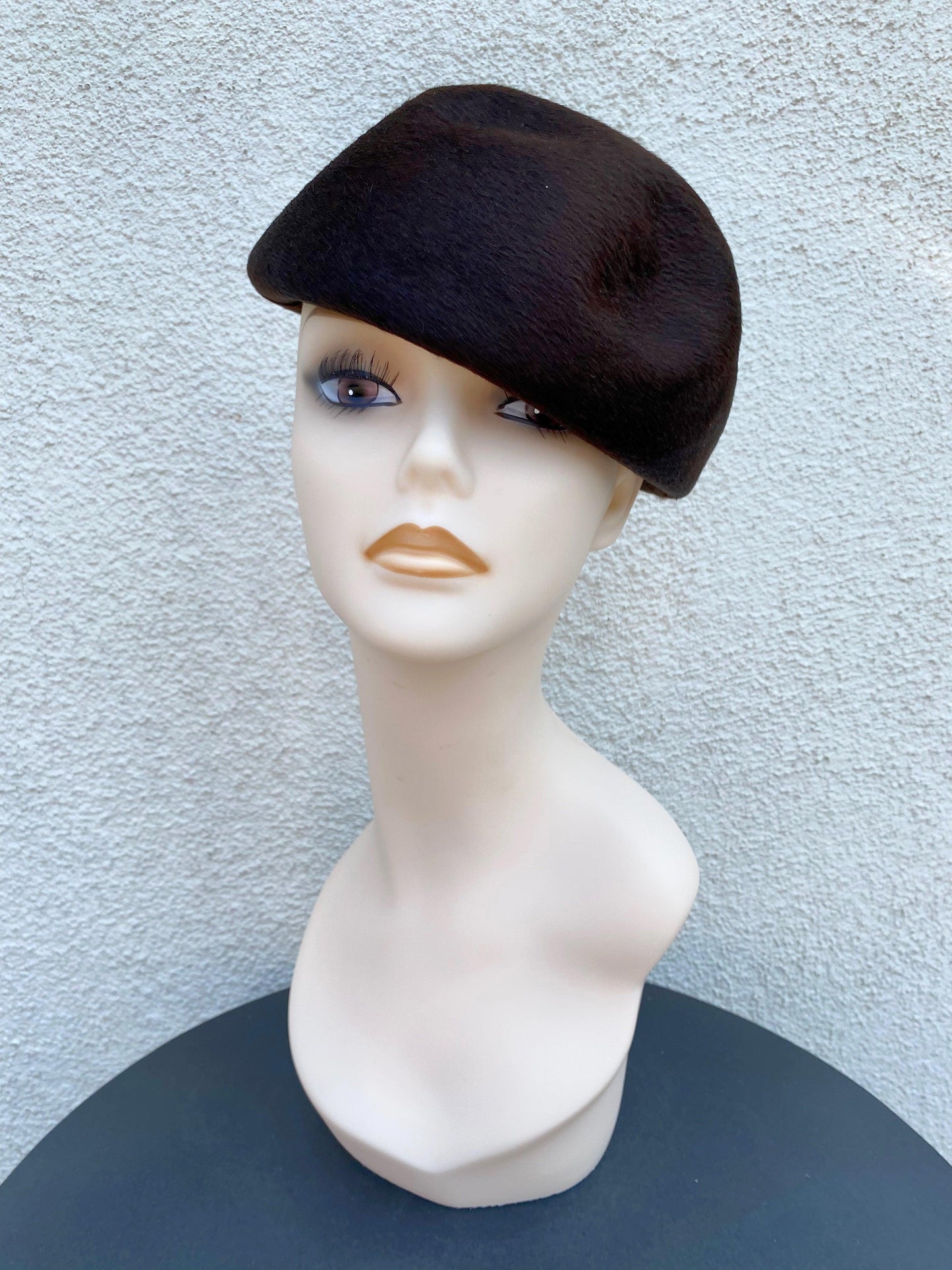 Italian Suede Hat With Beaded Ball Embellishment - A Walk Thru Time Vintage