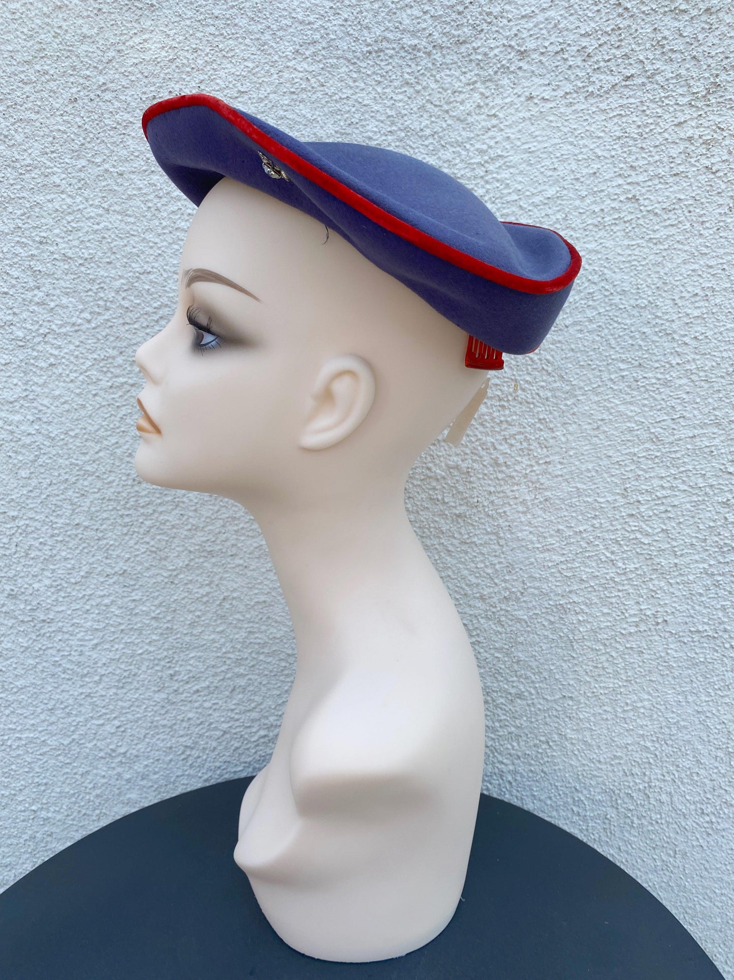 1930's Purple Wool Hat With Red Trim - A Walk Thru Time Vintage