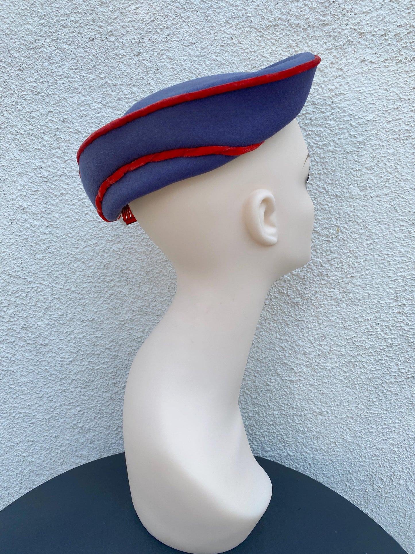 1930's Purple Wool Hat With Red Trim - A Walk Thru Time Vintage